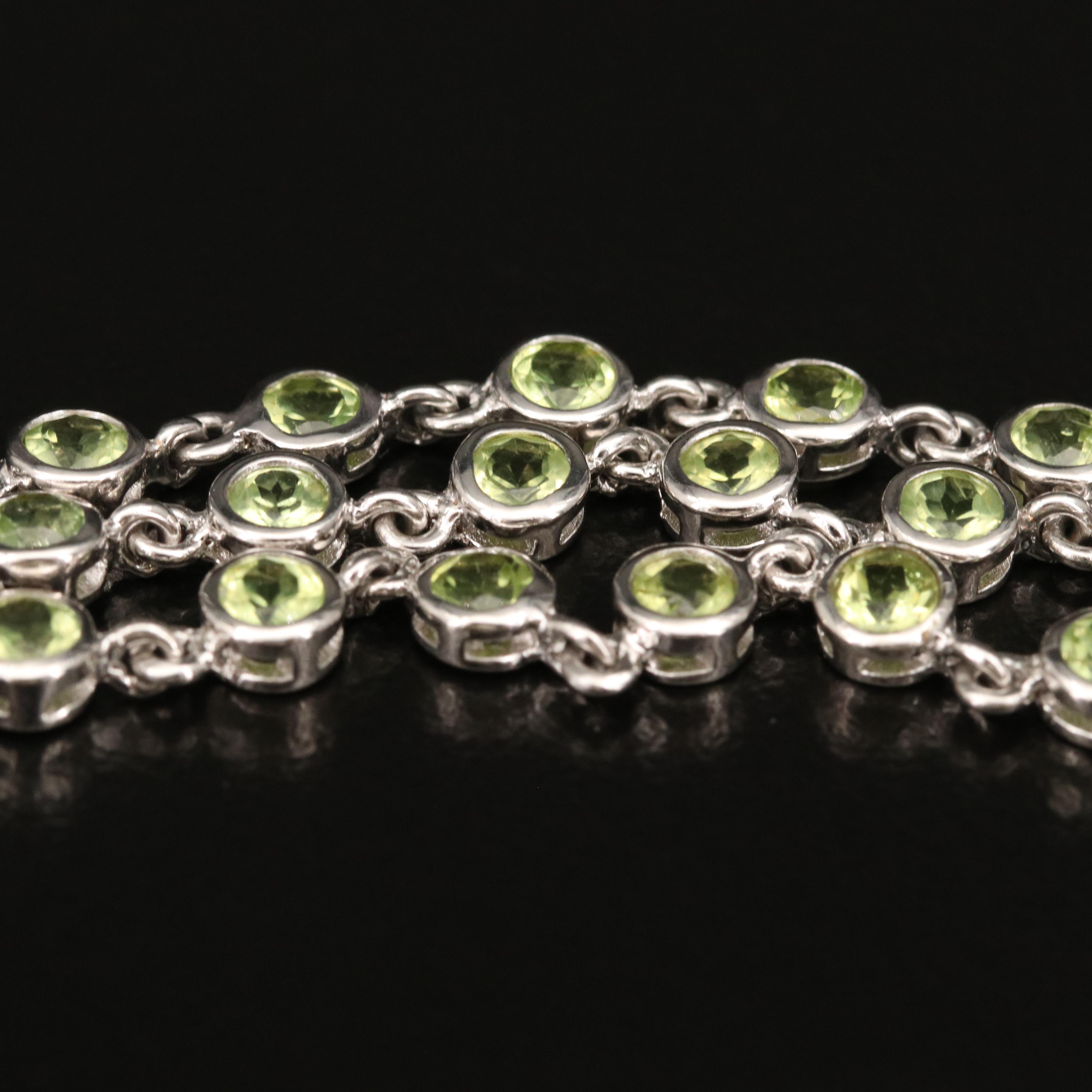 Sterling Silver Peridot and Topaz Multi-Strand Tassel Bracelet