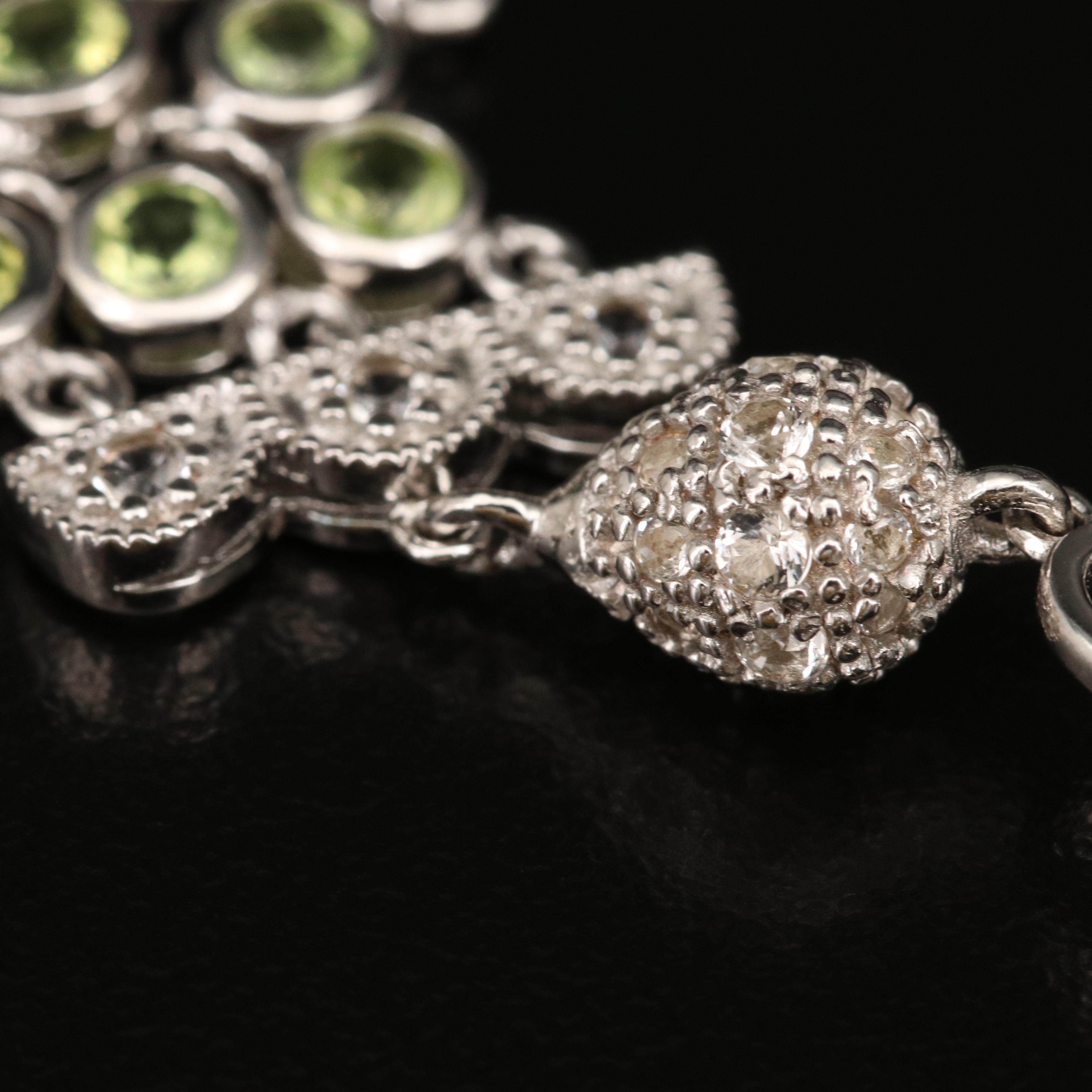 Sterling Silver Peridot and Topaz Multi-Strand Tassel Bracelet