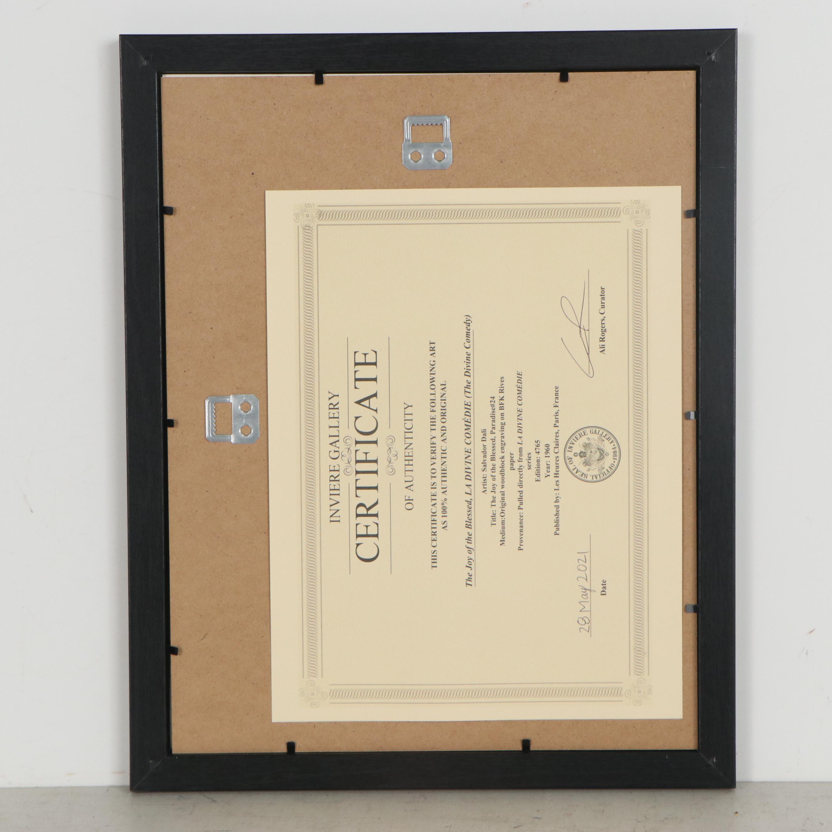 Salvador Dalí Wood Engraving "La joie des bien heureux"