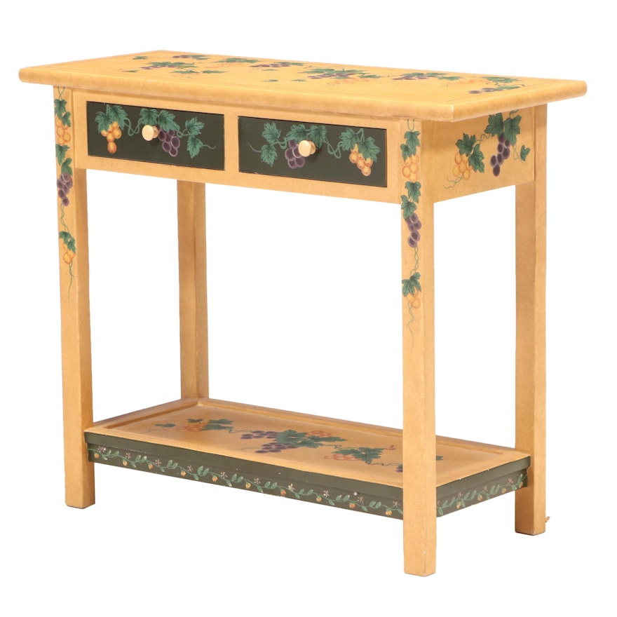 Mustard Sponged and Paint Decorated Console Table