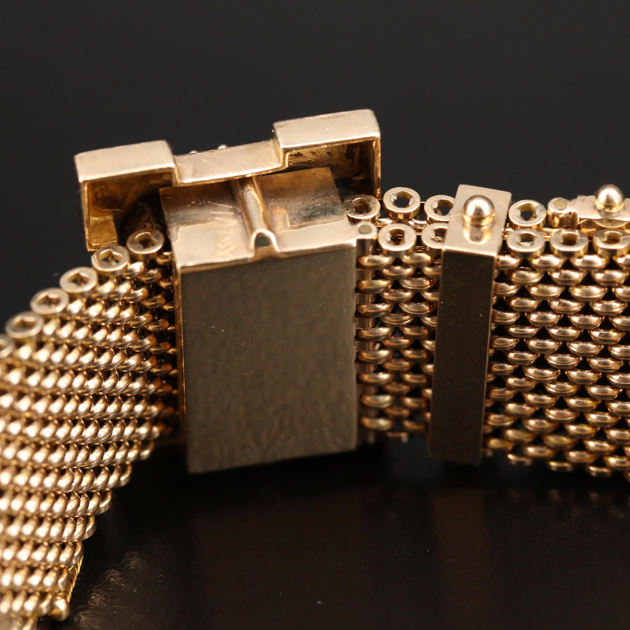 Mid Victorian 10K Slide Bracelet with Taille D'Épargne and Foxtail Tassels