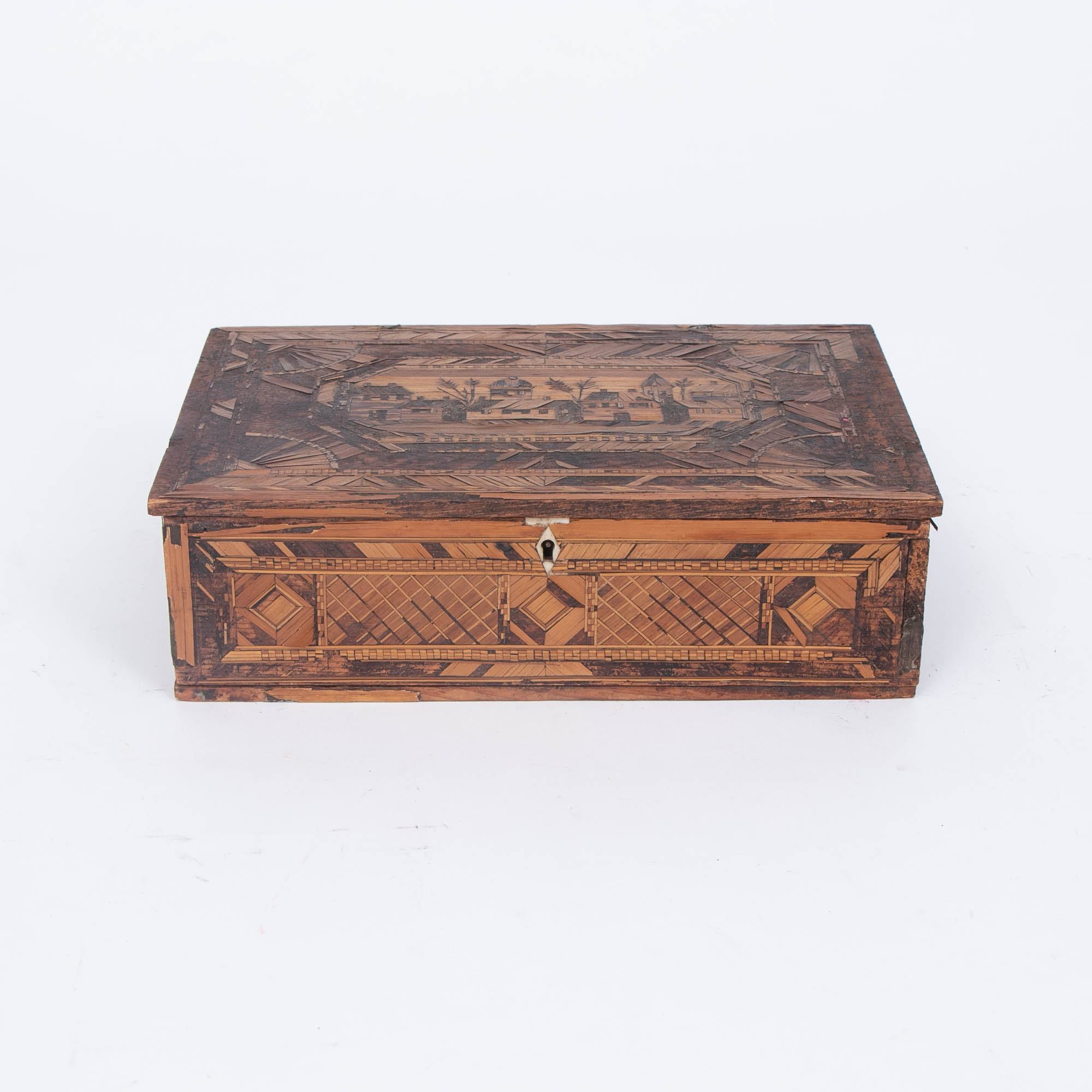 Napoleonic Prisoner of War Straw Work Box, Early 19th Century