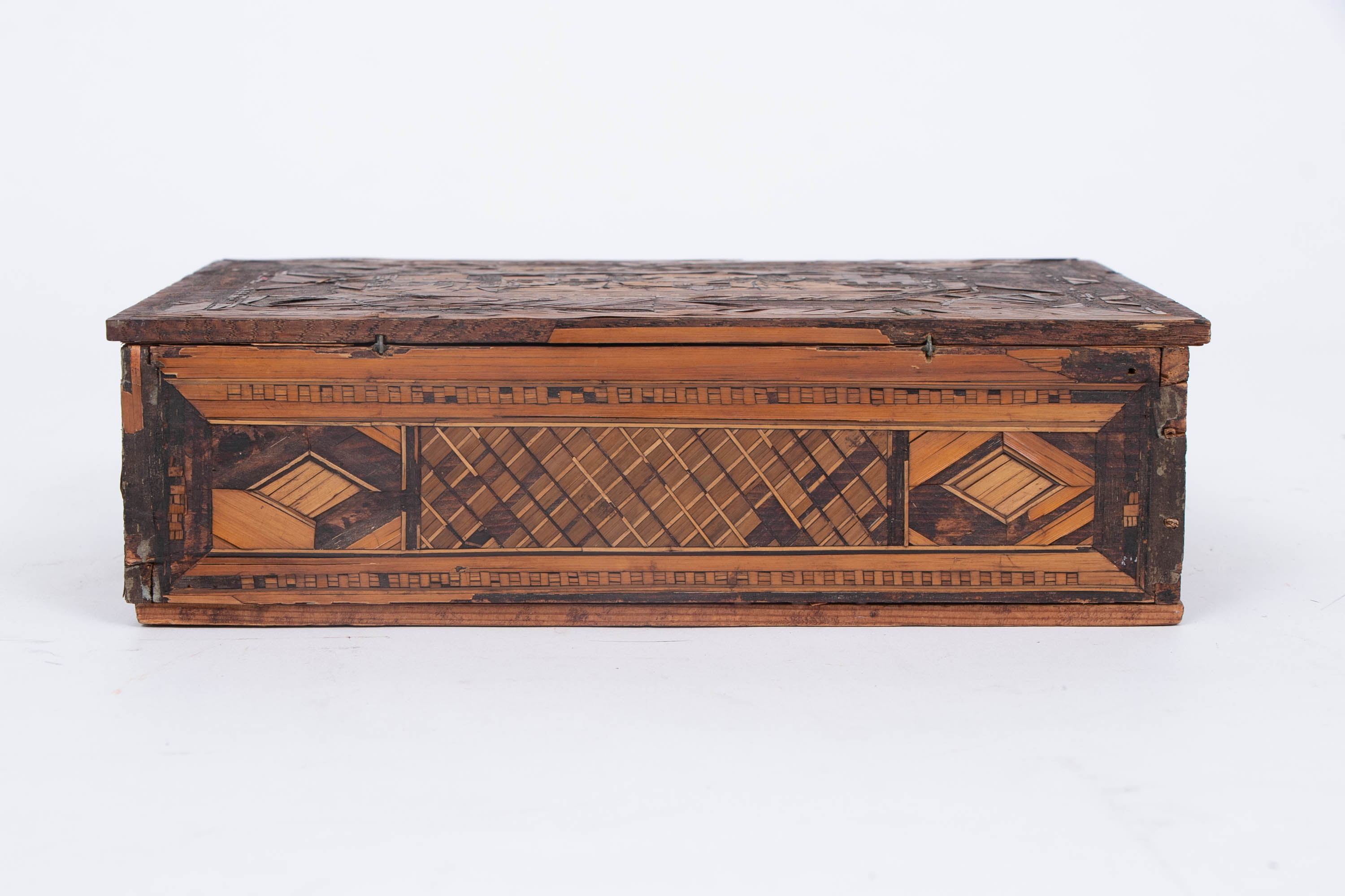 Napoleonic Prisoner of War Straw Work Box, Early 19th Century