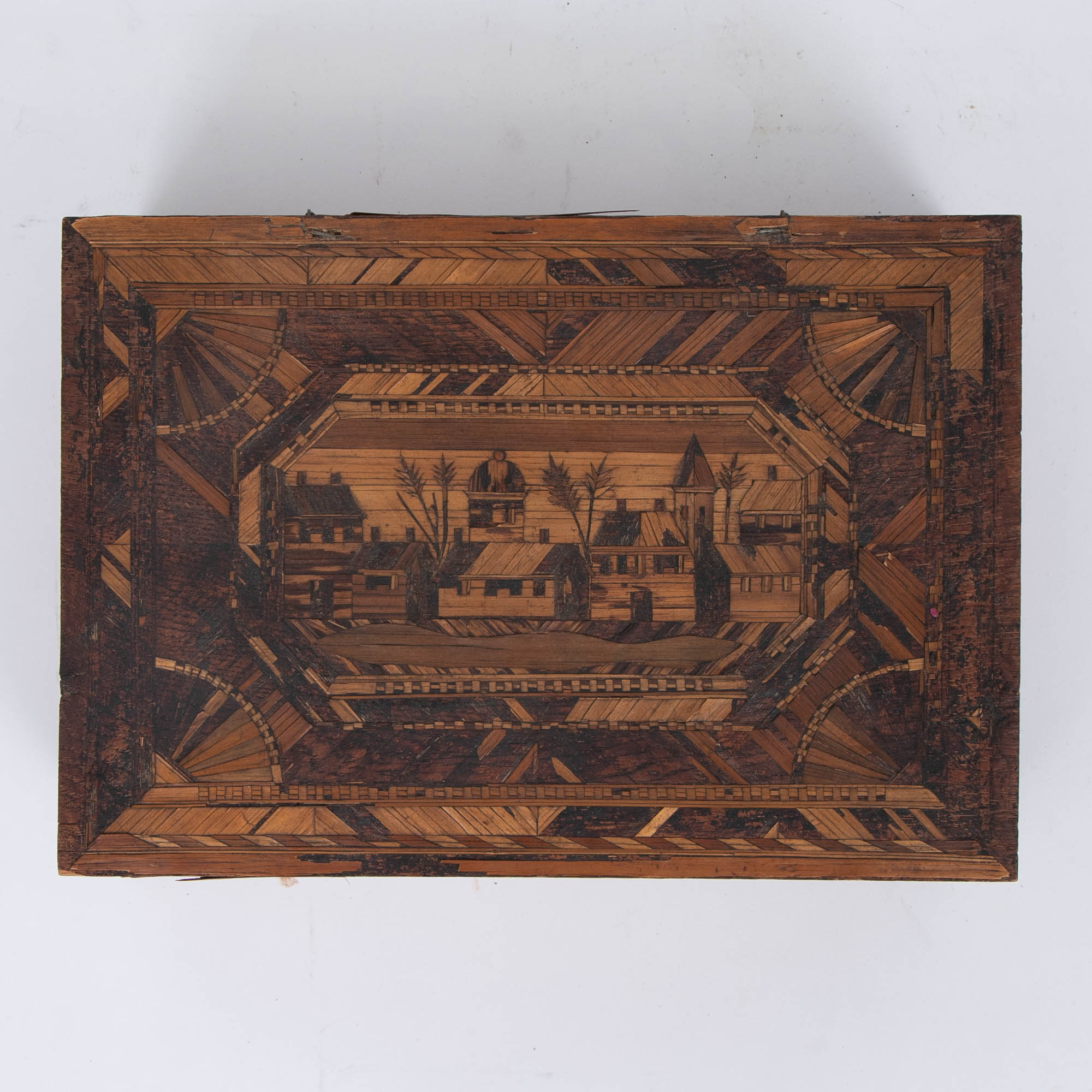 Napoleonic Prisoner of War Straw Work Box, Early 19th Century