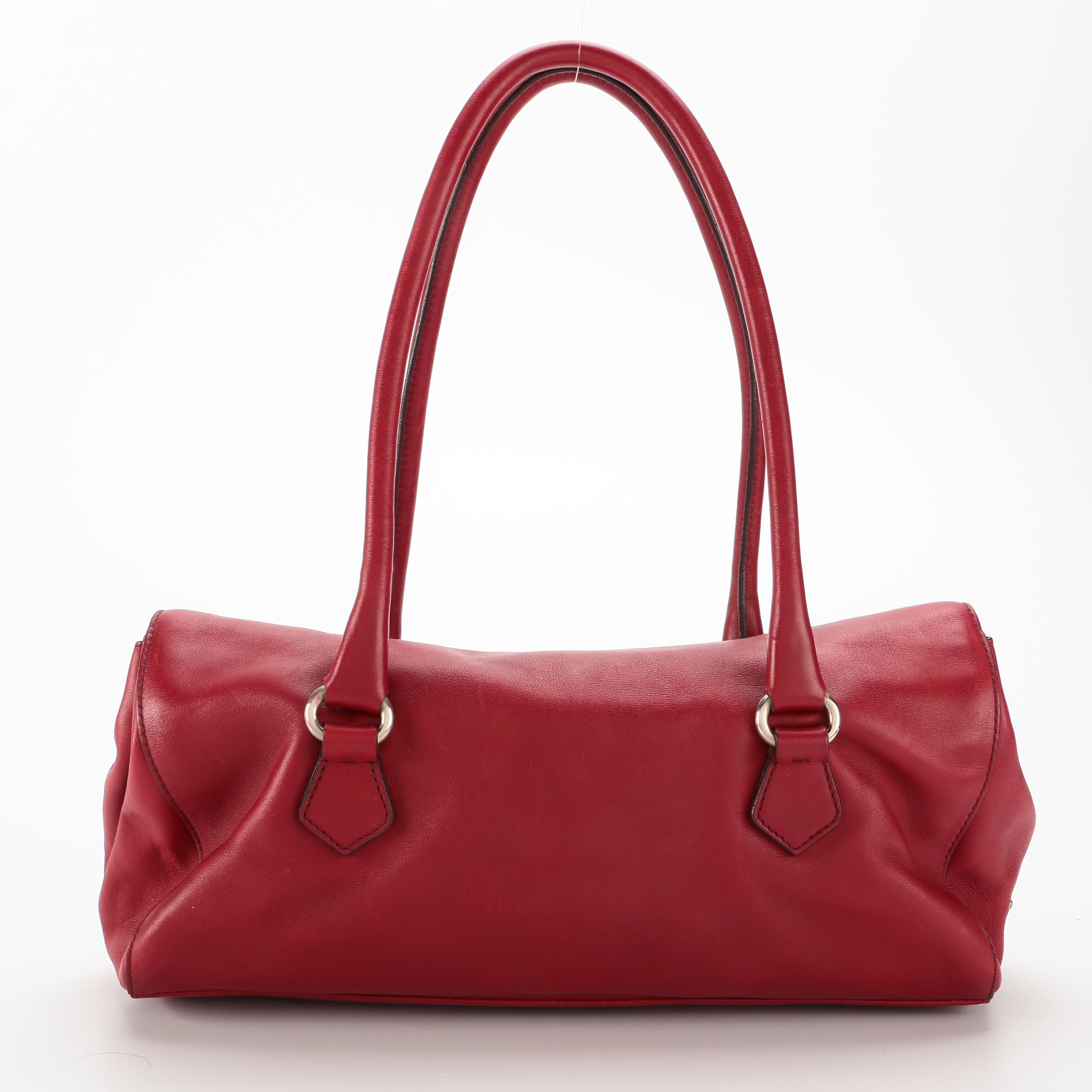 Prada Red Leather Front Flap Shoulder Bag