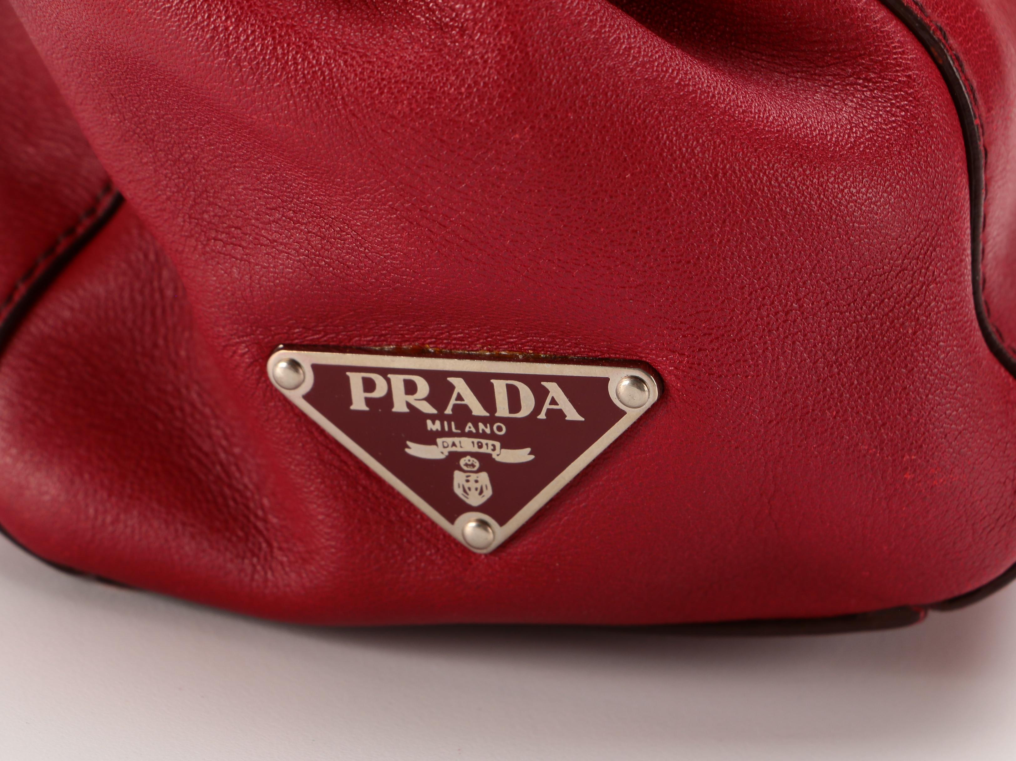 Prada Red Leather Front Flap Shoulder Bag