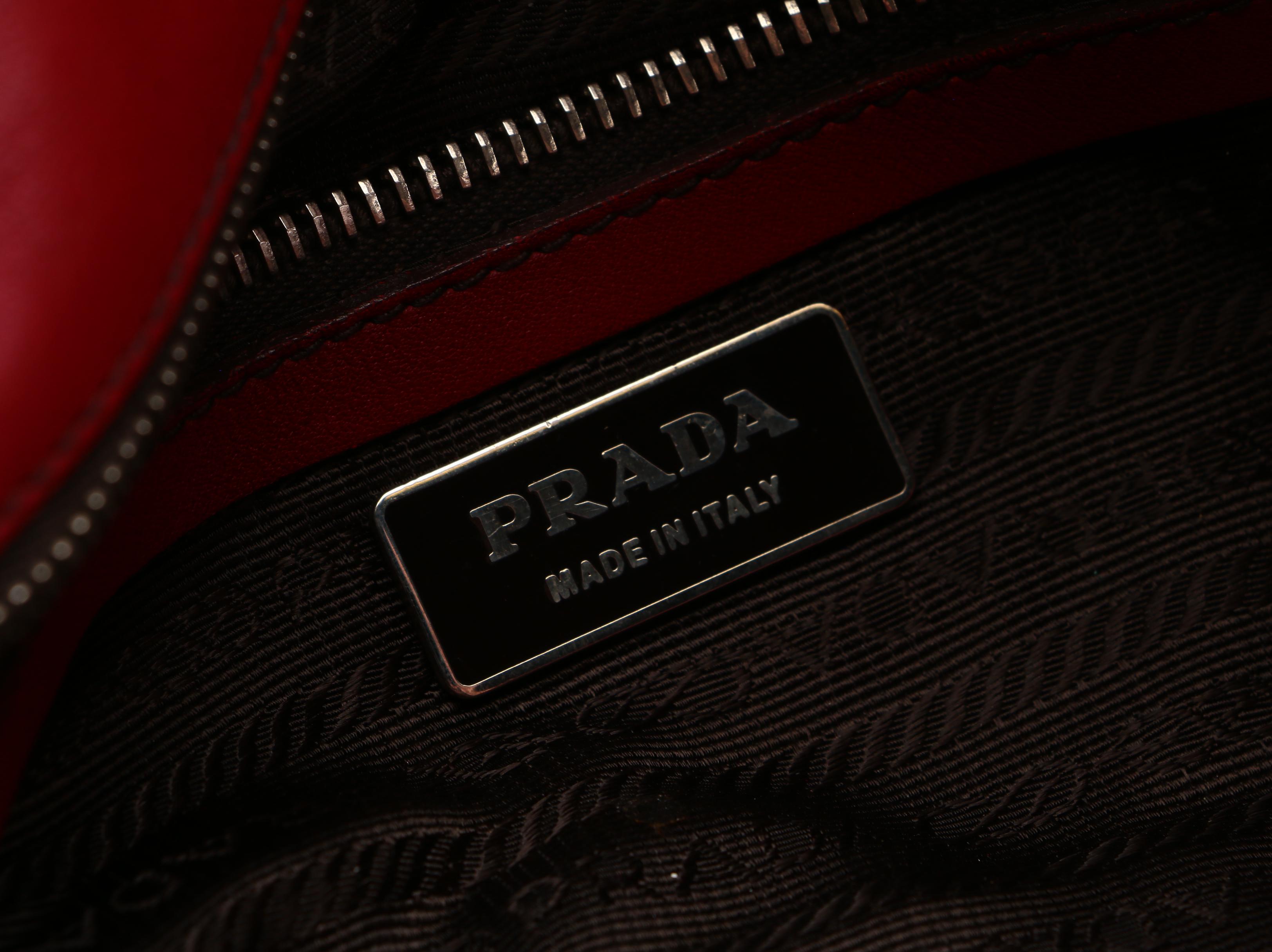 Prada Red Leather Front Flap Shoulder Bag