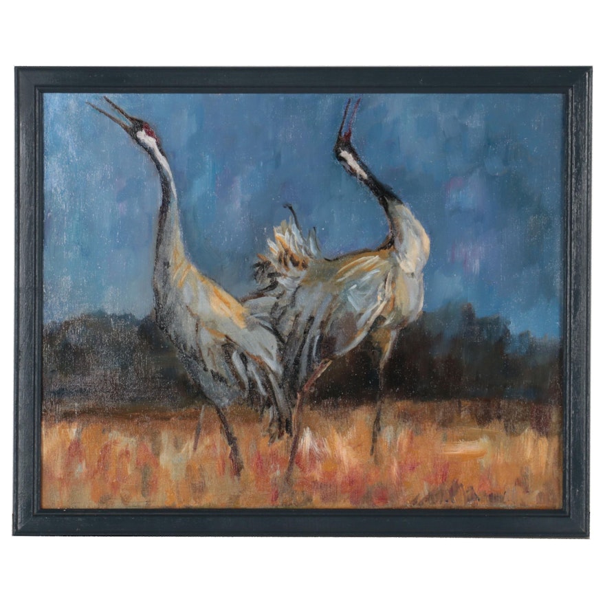 Kate Ansolis Oil Painting "Song of Cranes," 2021