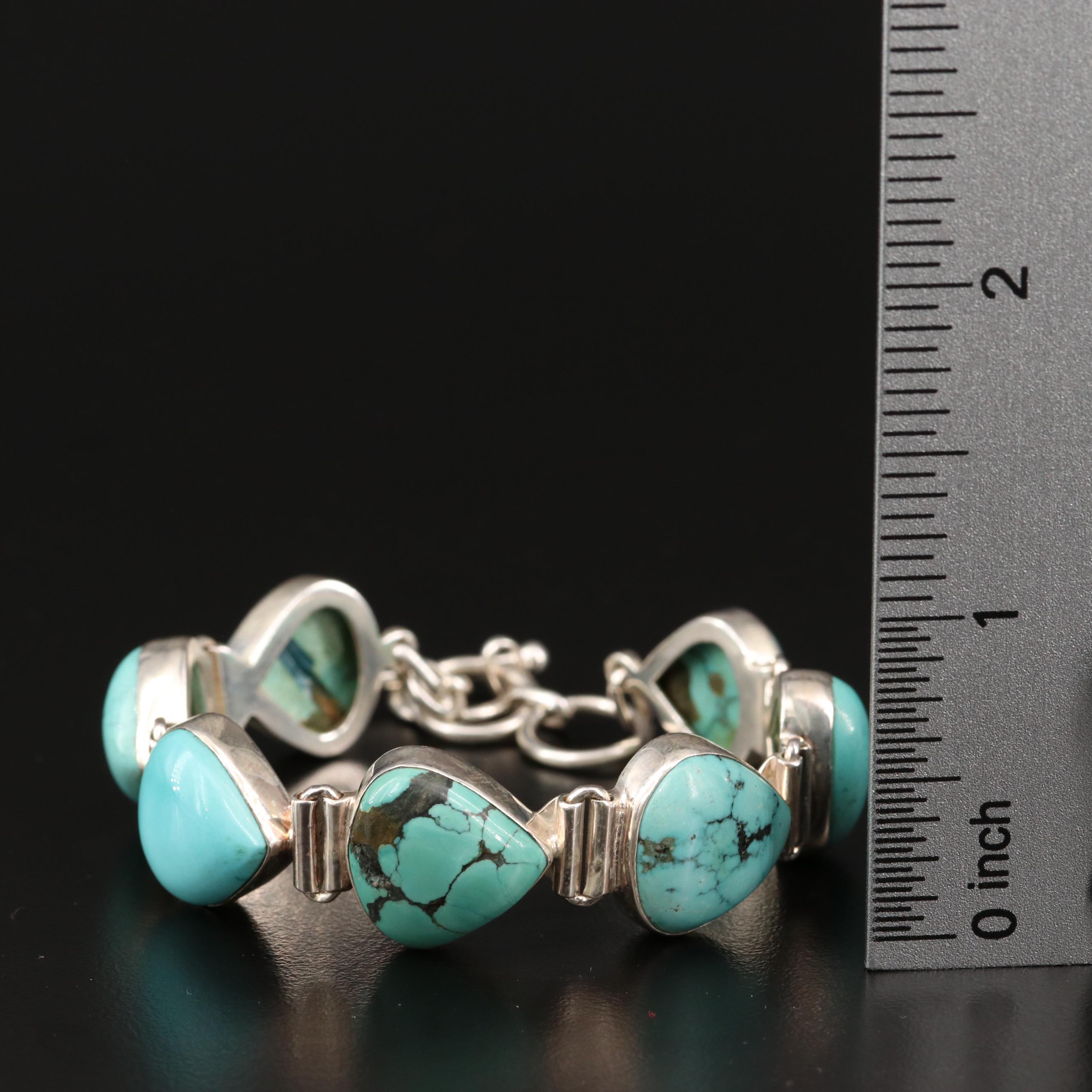 Sterling Silver Turquoise Link Bracelet