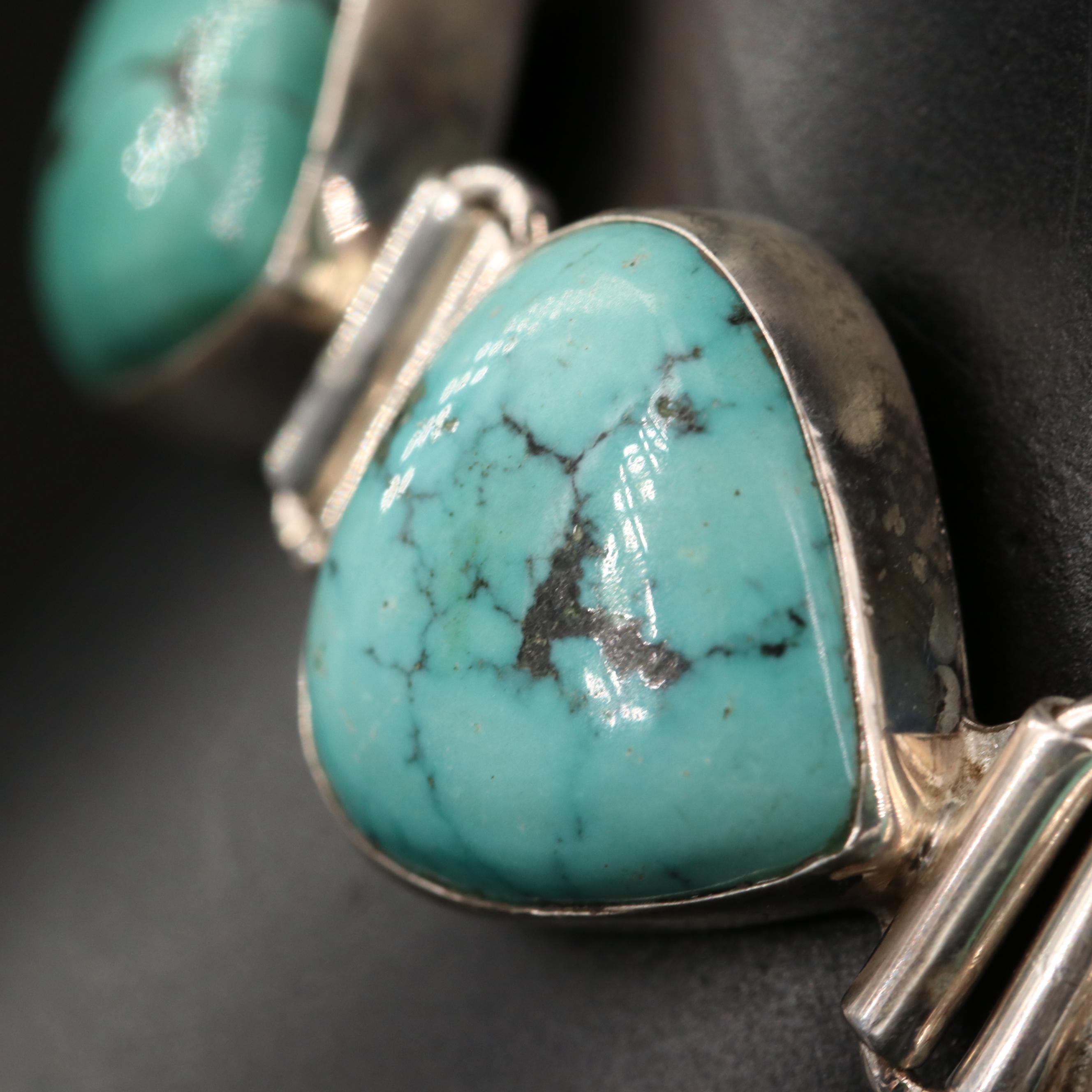 Sterling Silver Turquoise Link Bracelet