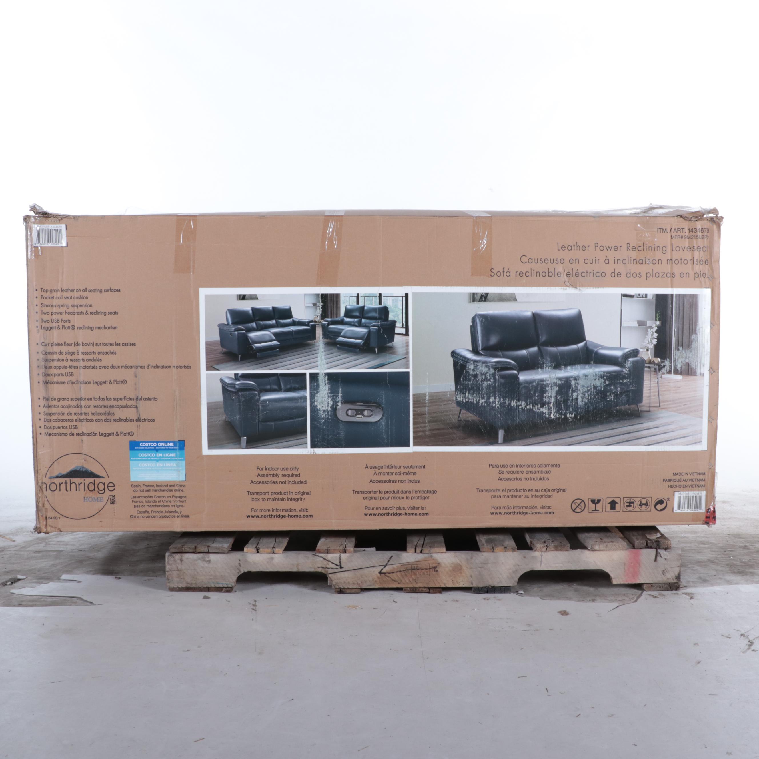 Northridge Home "Indigo Bay" Leather Power Reclining Loveseat