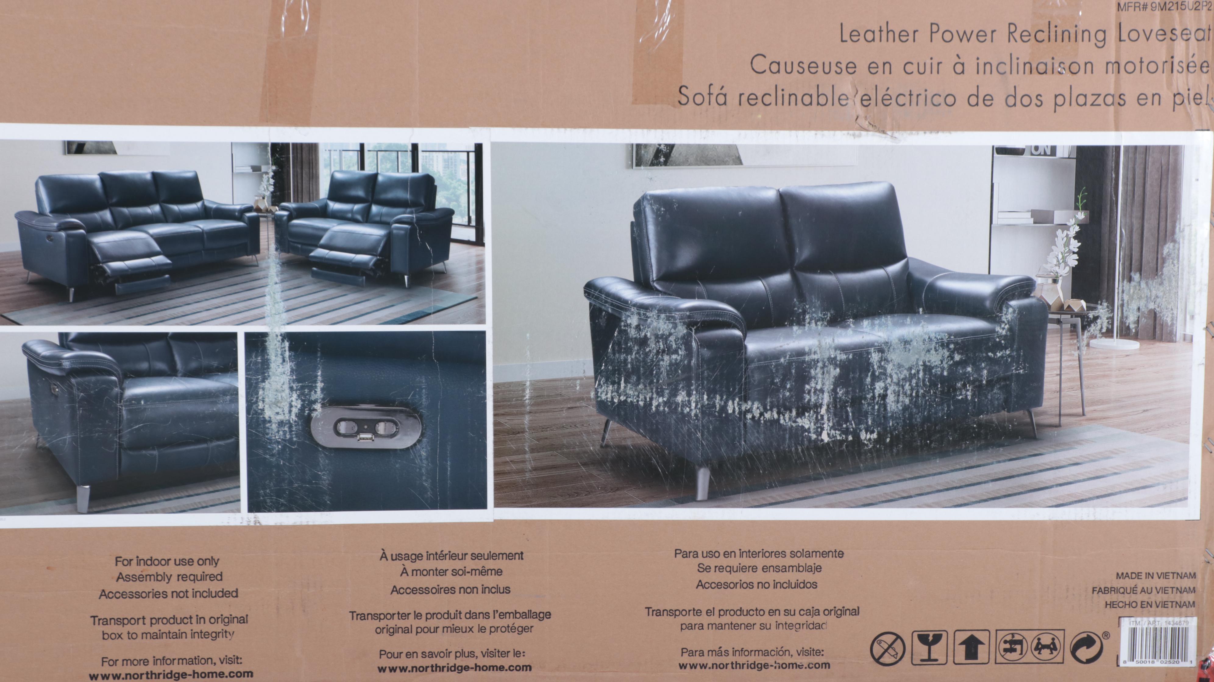 Northridge Home "Indigo Bay" Leather Power Reclining Loveseat