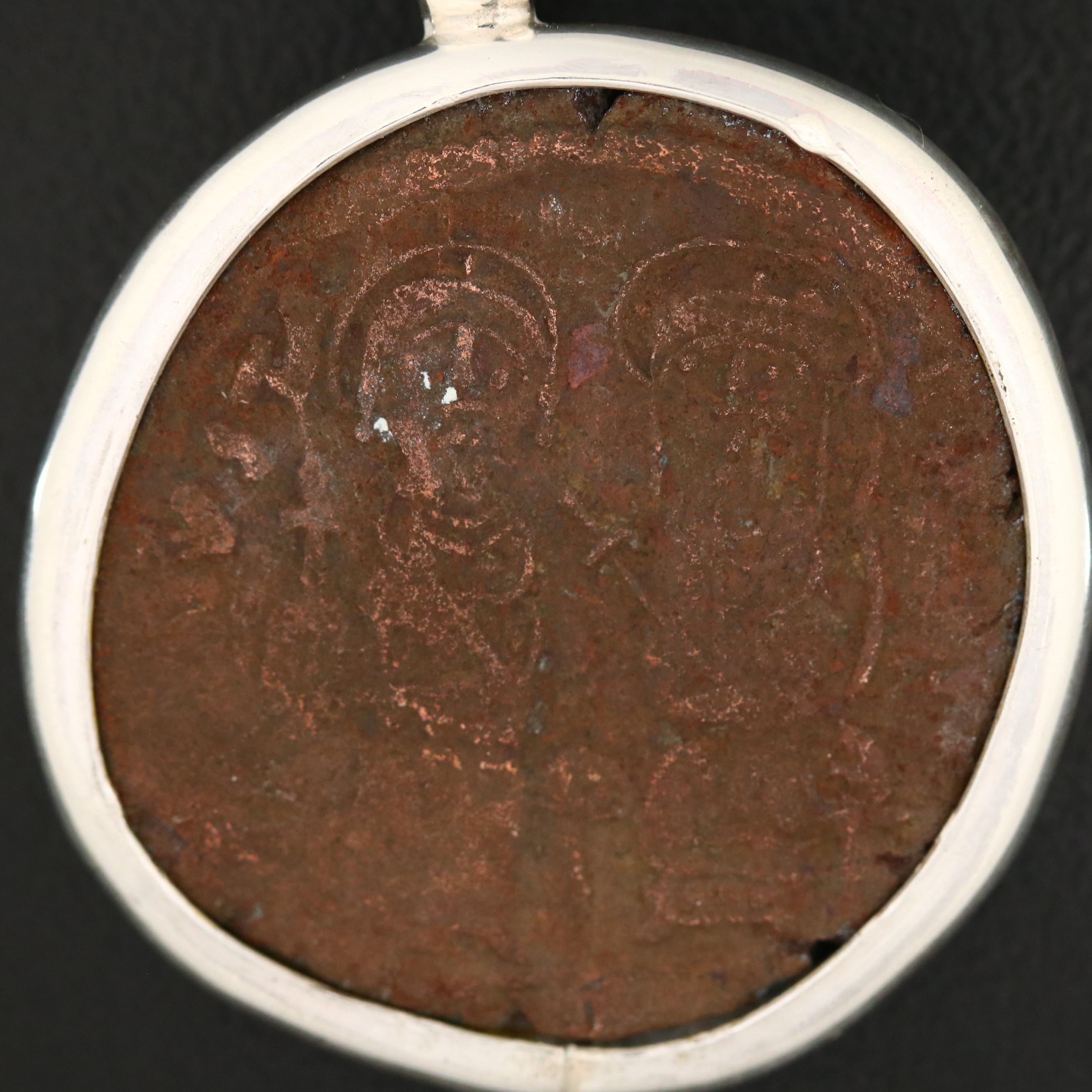 Ancient Byzantine AE Follis Coin of Justin II and Sophia, ca. 565 AD