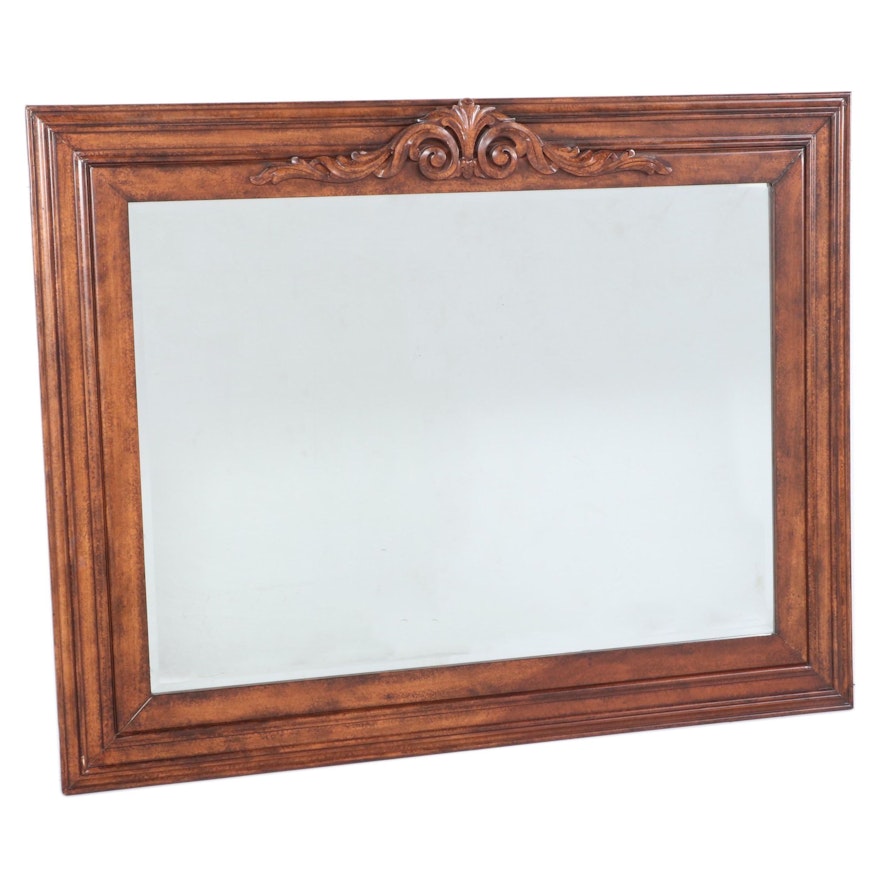 Monumental French Provincial Style Stained Wood Overmantel Mirror