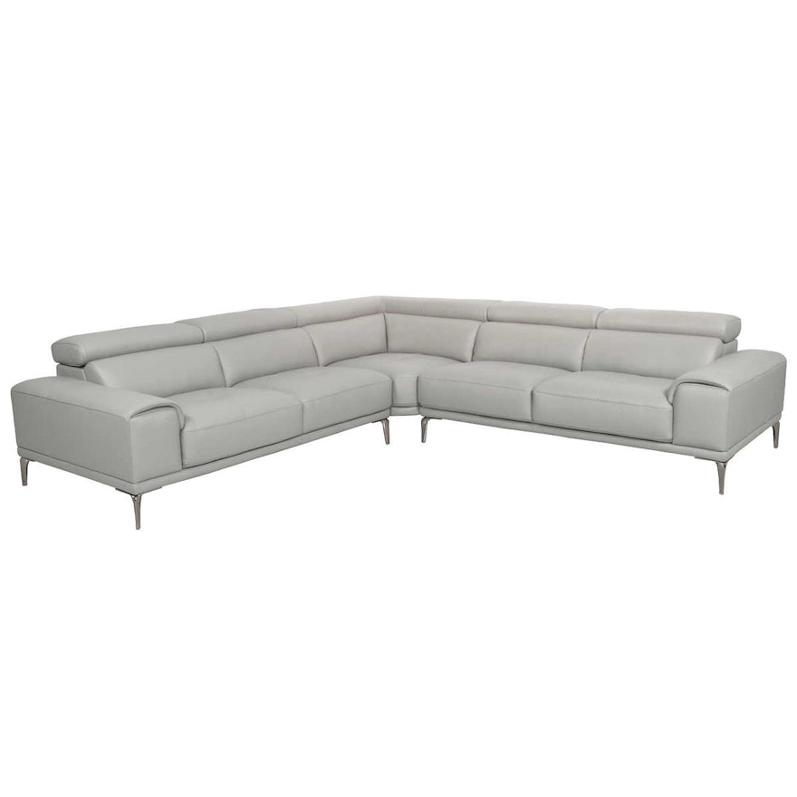 Abbyson Living "Quinton" Top Grain Leather Sectional with Adjustable Headrests