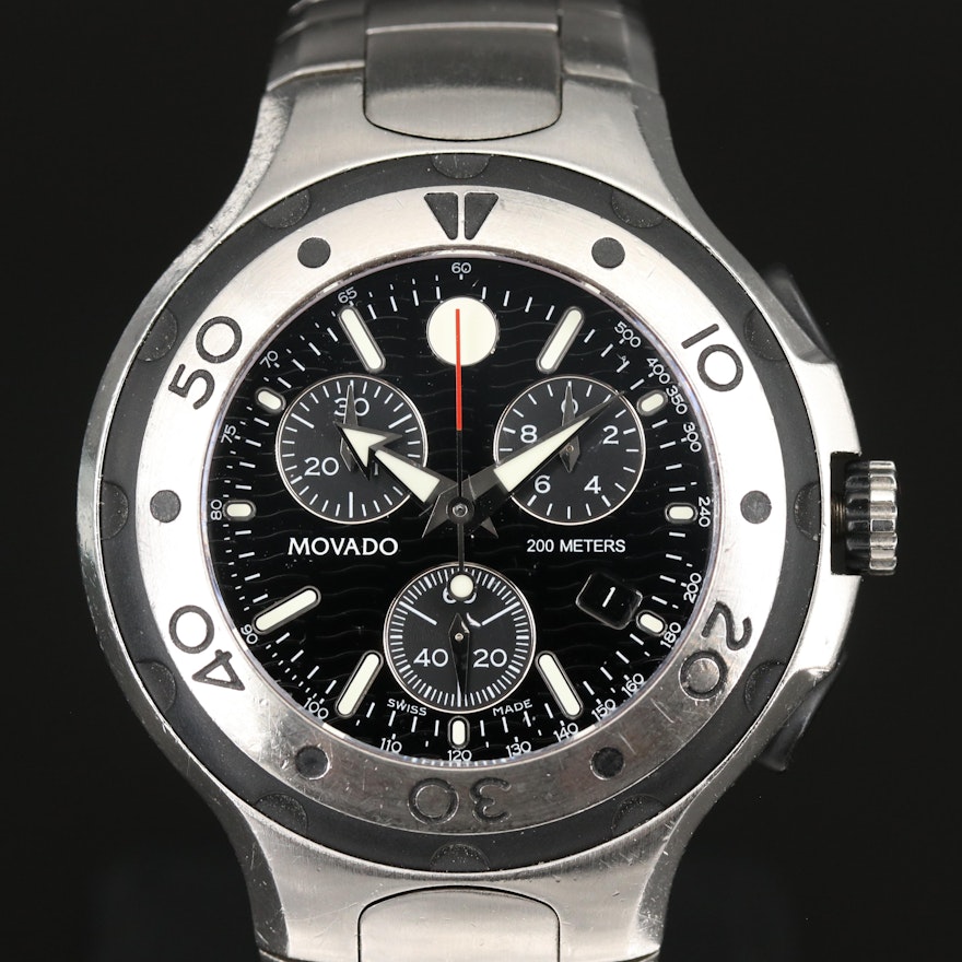 Movado 800 Sport Edition Chronograph Stainless Steel Quartz Wristwatch
