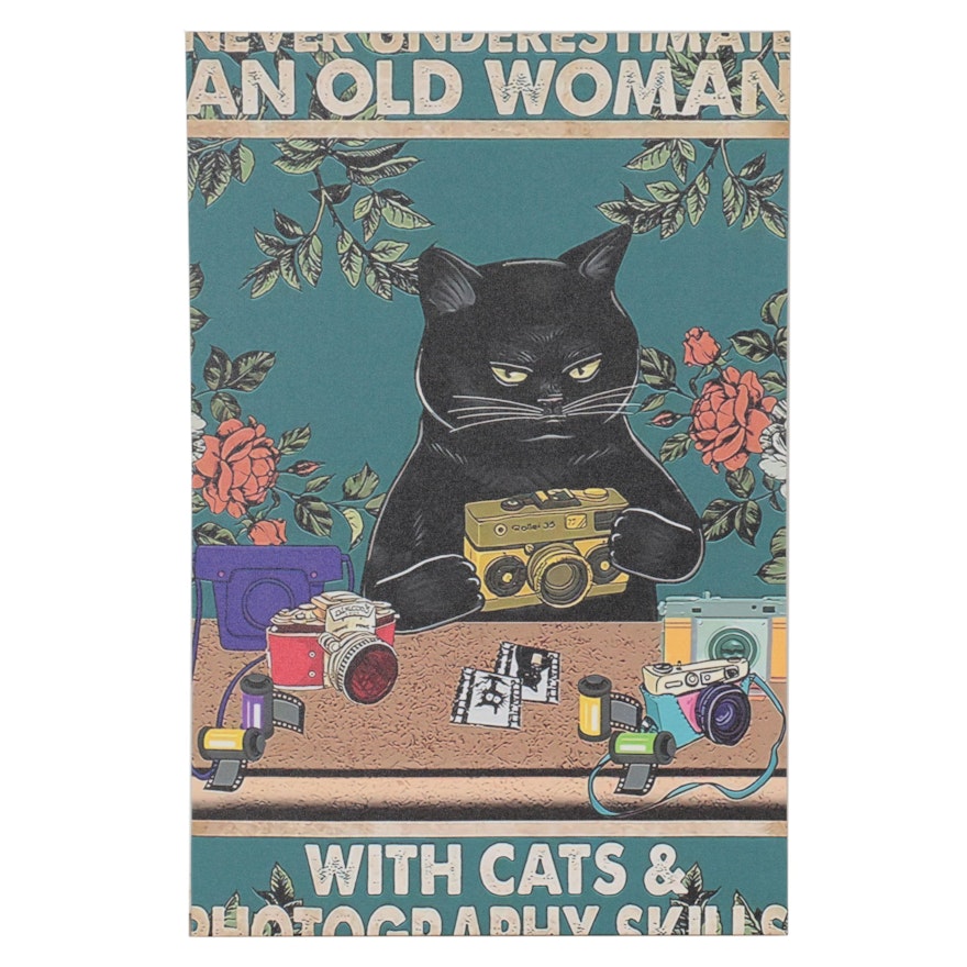 Black Cat Giclée "Never Underestimate an Old Woman..."