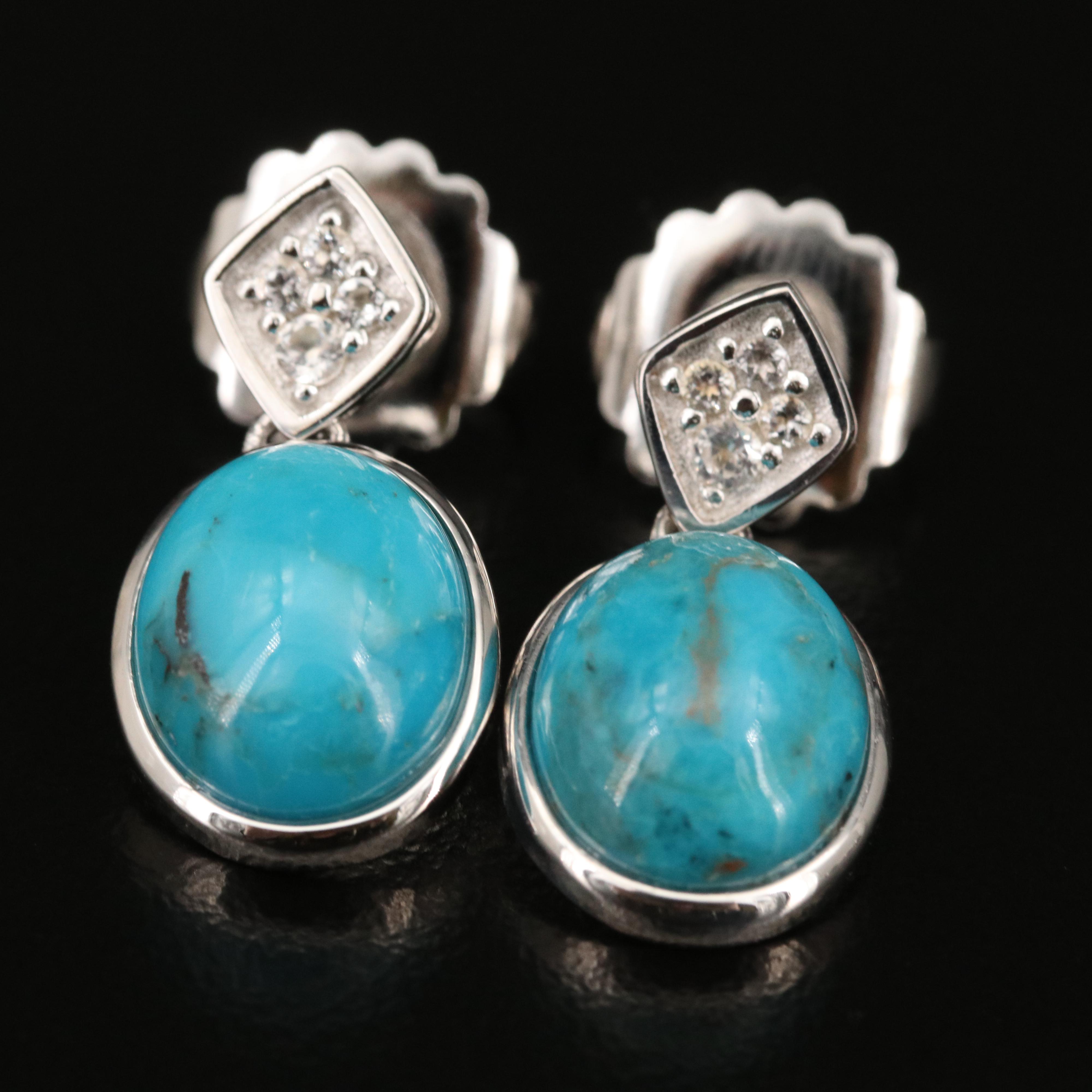 Sterling Silver Earrings Including Quartz, Black Onyx and Turquoise