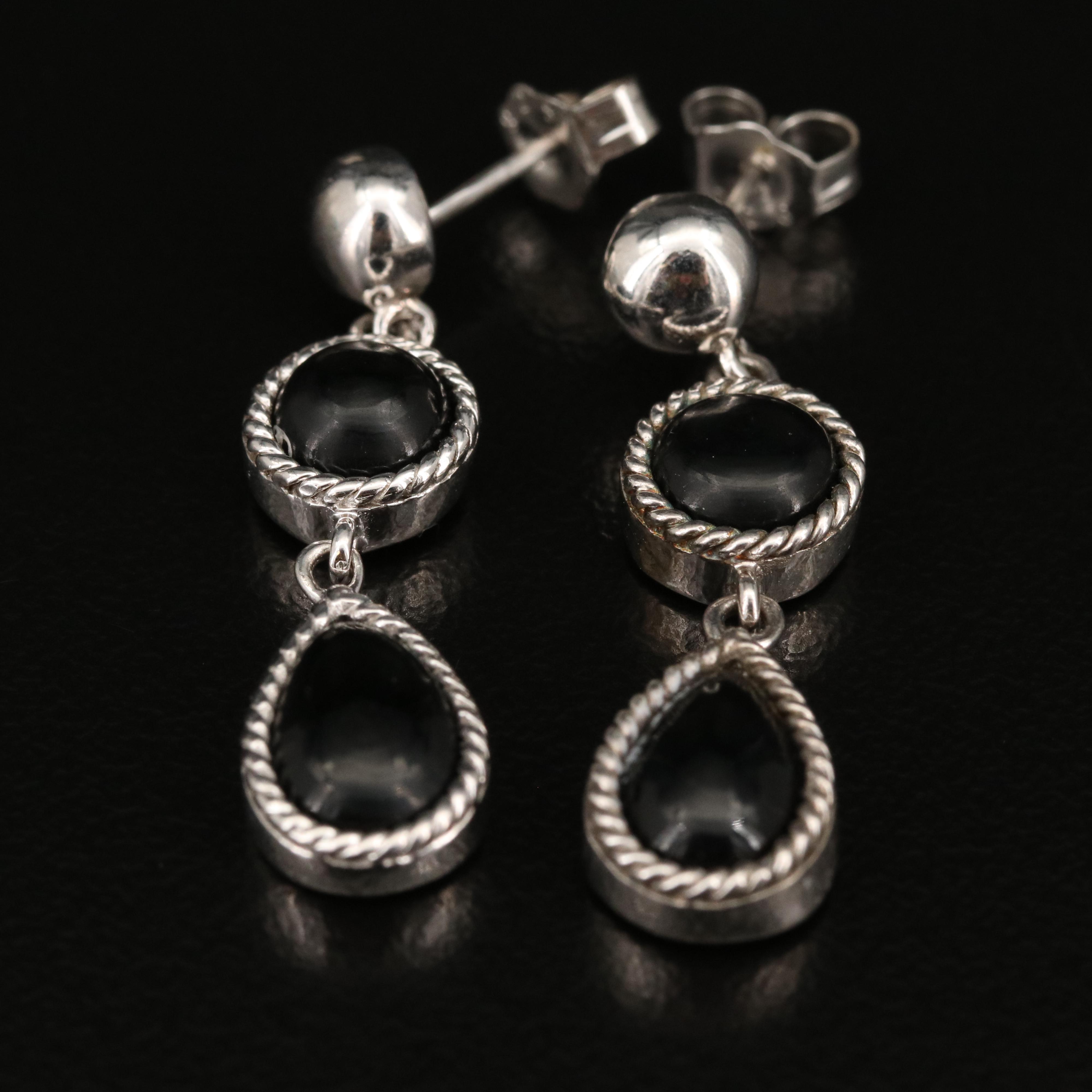 Sterling Silver Earrings Including Quartz, Black Onyx and Turquoise