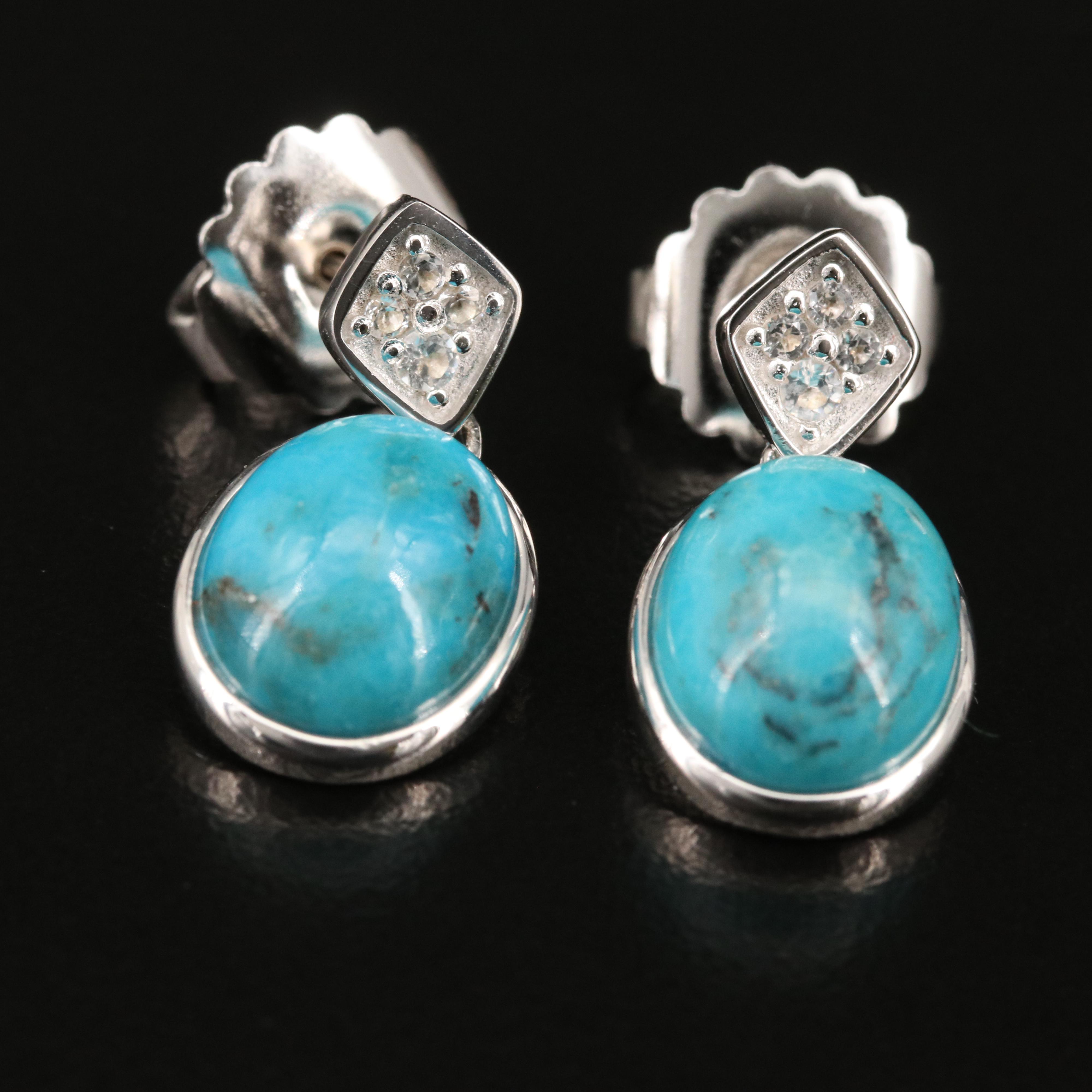 Sterling Silver Earrings Including Rose Quartz, Black Onyx and Turquoise