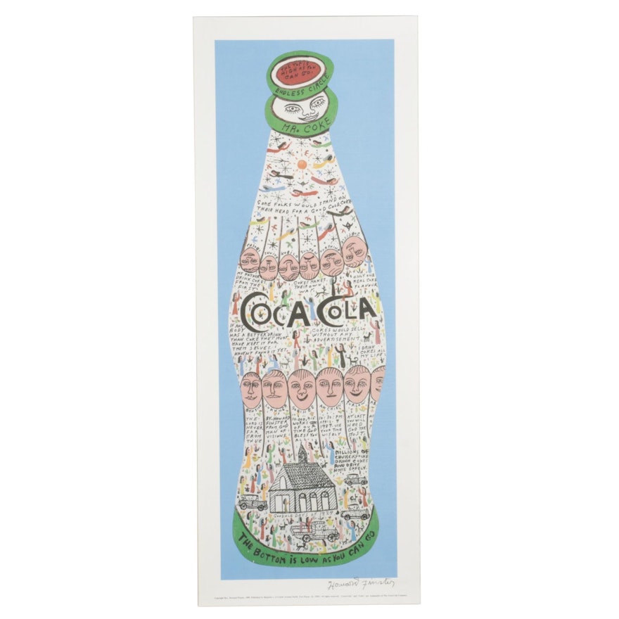 Howard Finster Offset Lithograph of Coca-Cola Bottle, Circa 1989