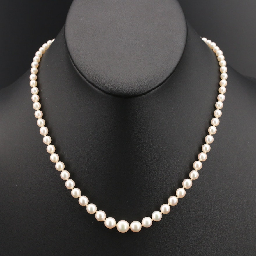 Graduated Pearl Necklace with Sterling Clasp