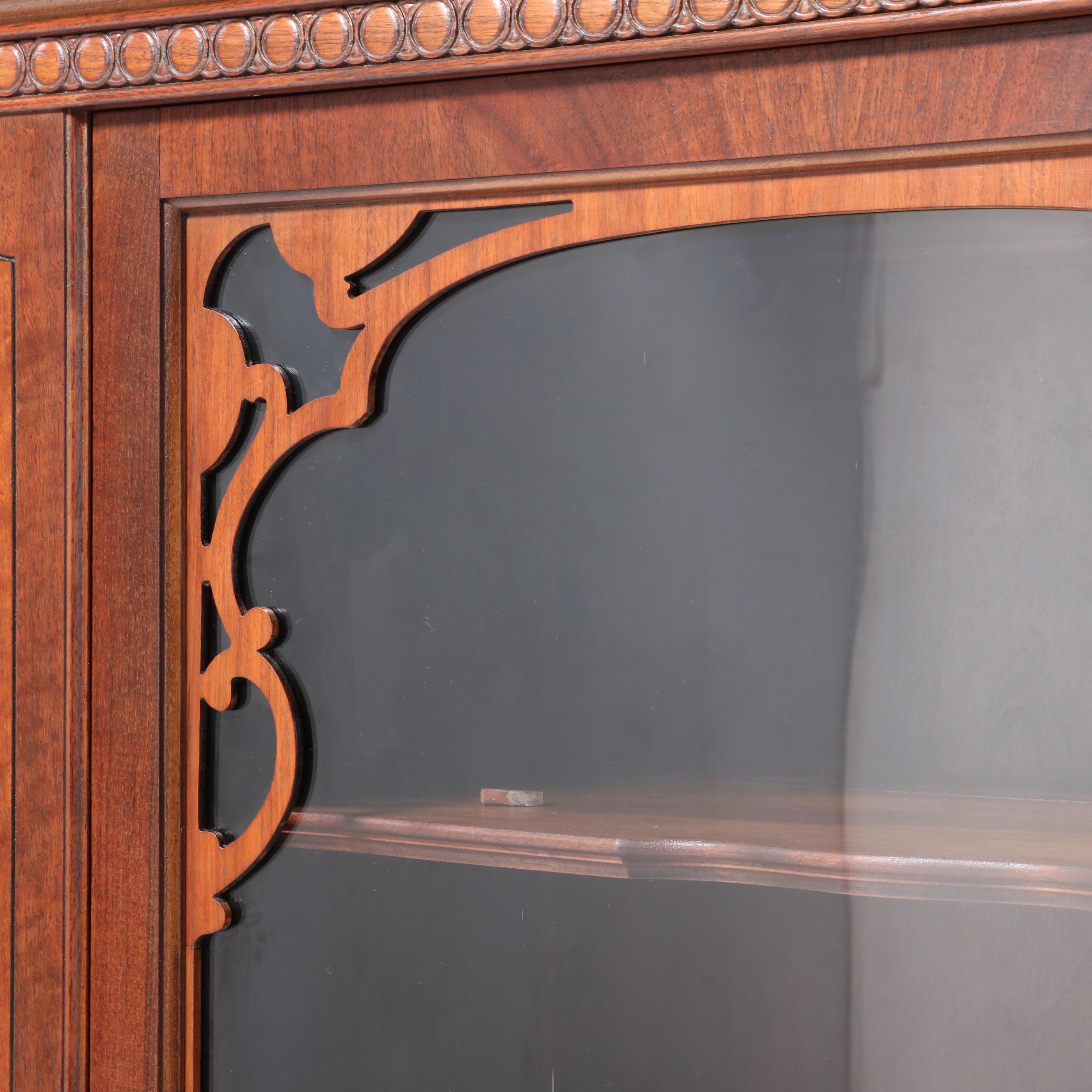 Rockford Furniture Co. Jacobean Style Walnut and Figured Walnut China Cabinet