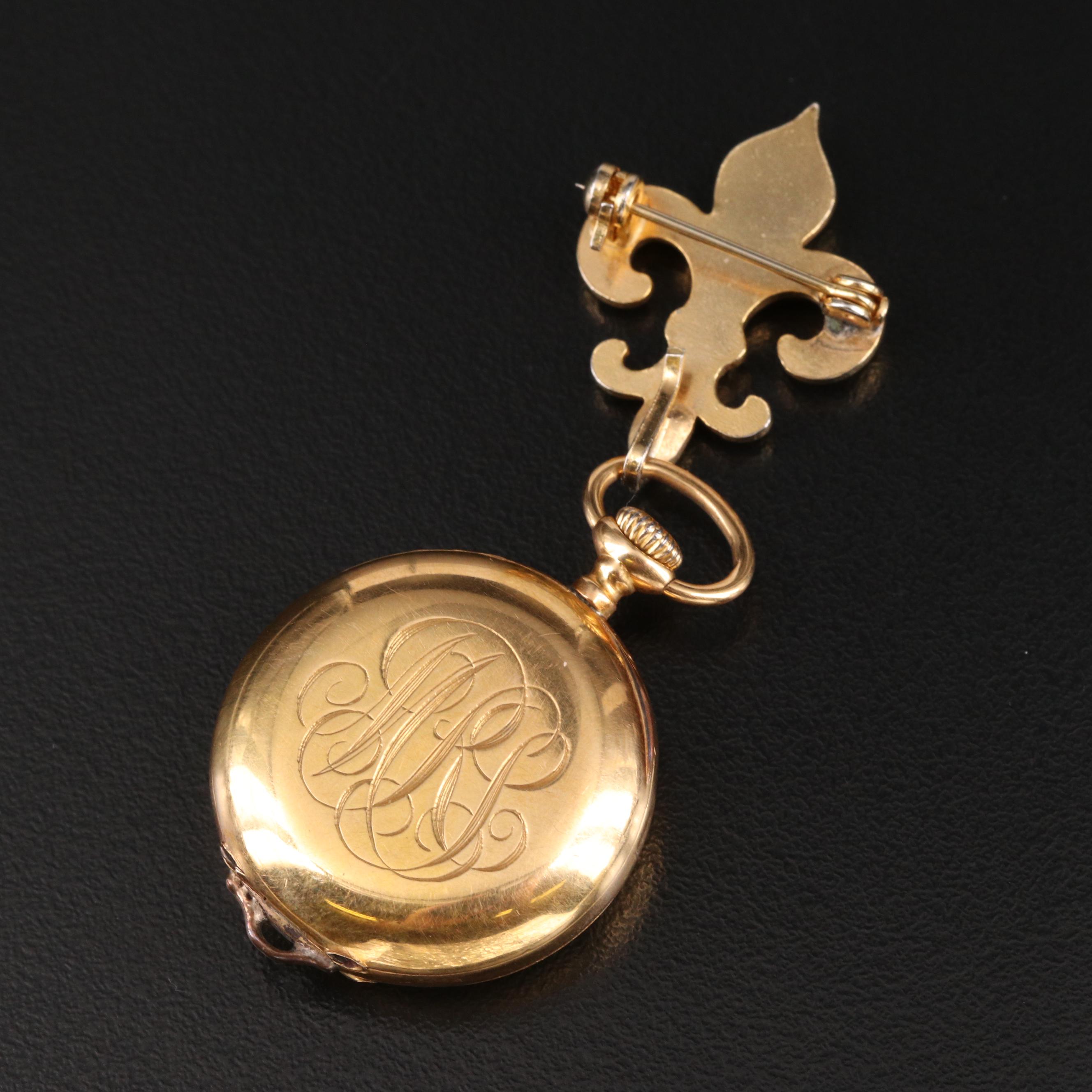 Antique Bailey Banks & Biddle 18K Gold Convertible Pocket Watch