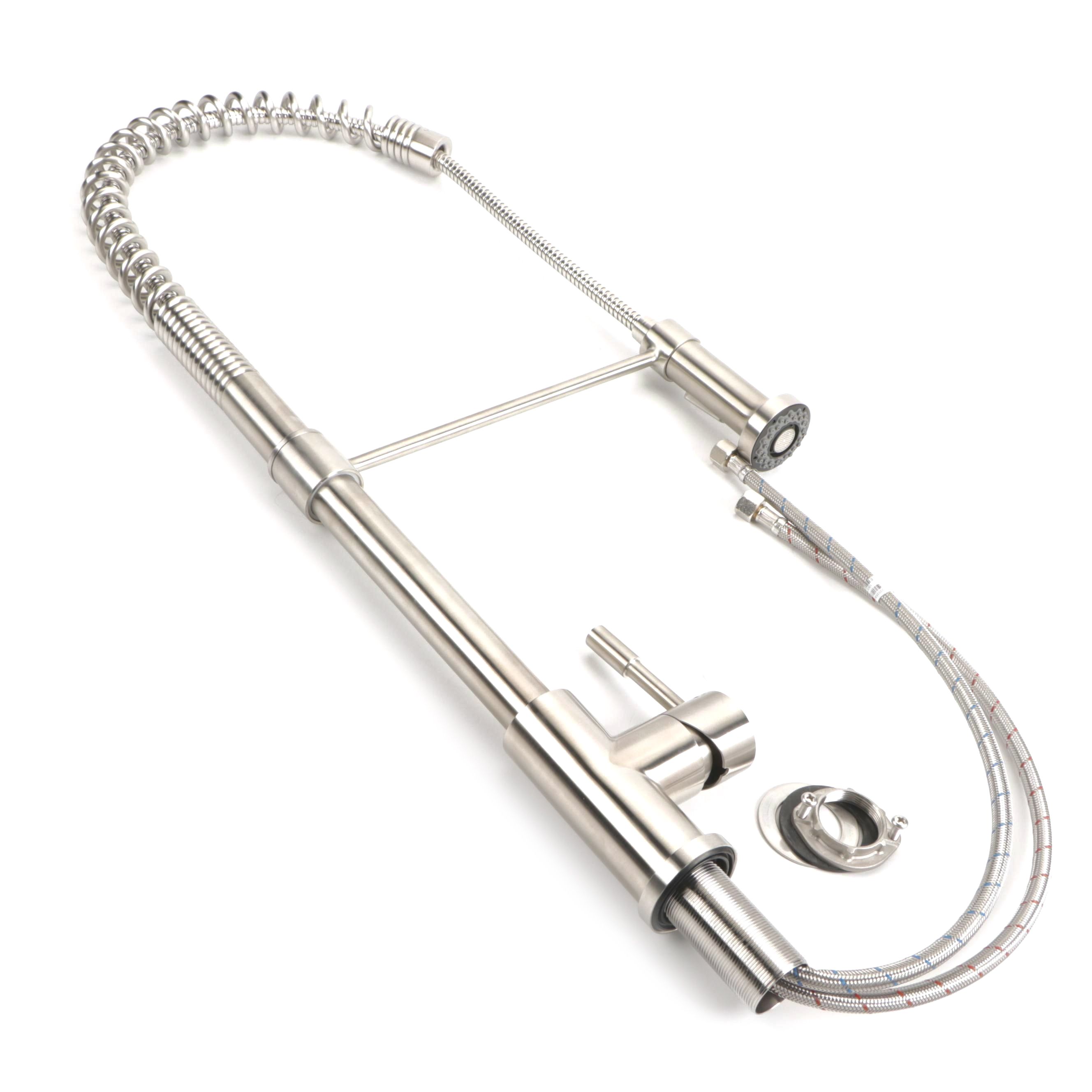 Single-Hole Kitchen Faucet with Pull-Down Spring Spout