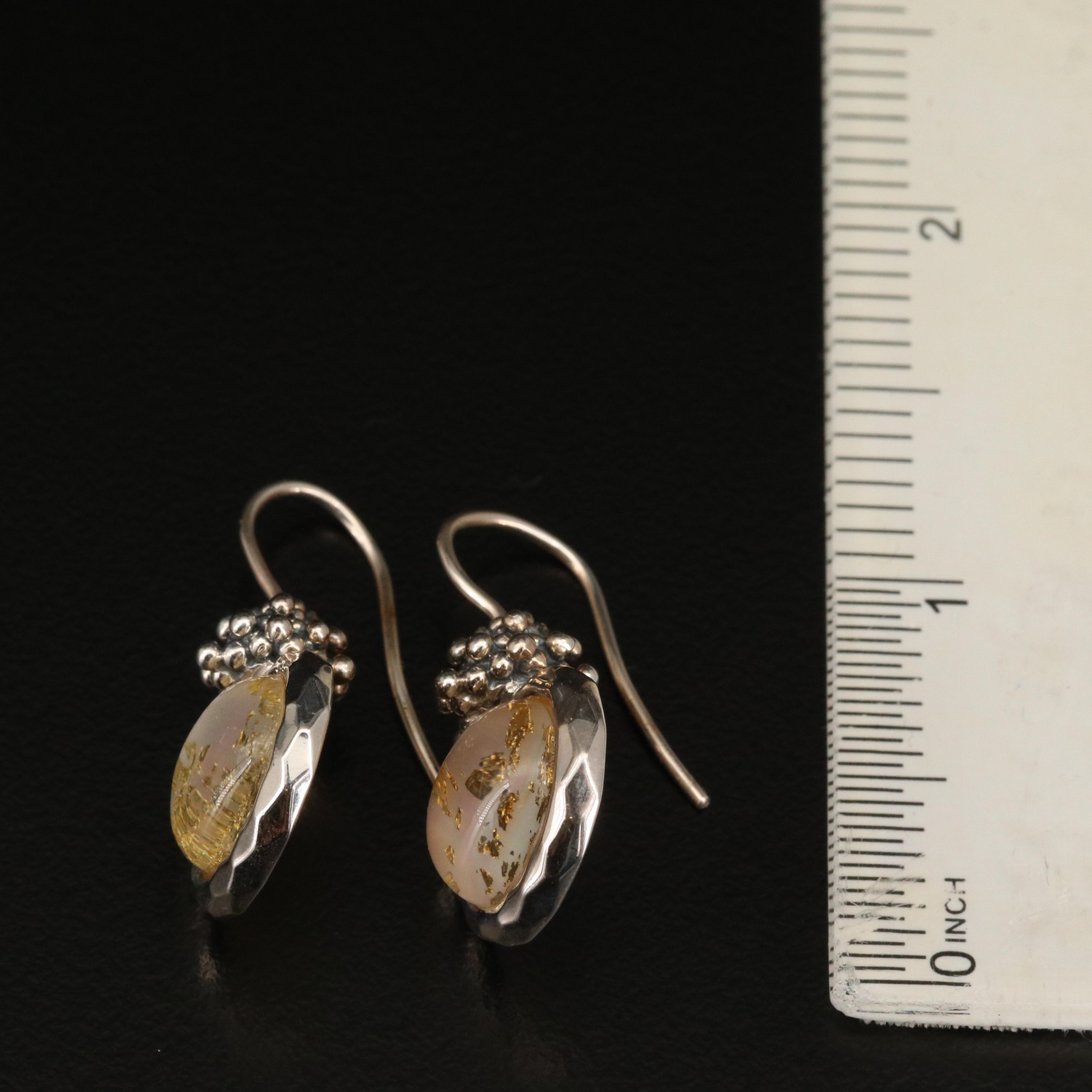 Sterling Silver Gemstone and Granulated Earrings Featuring Michael Dawkins