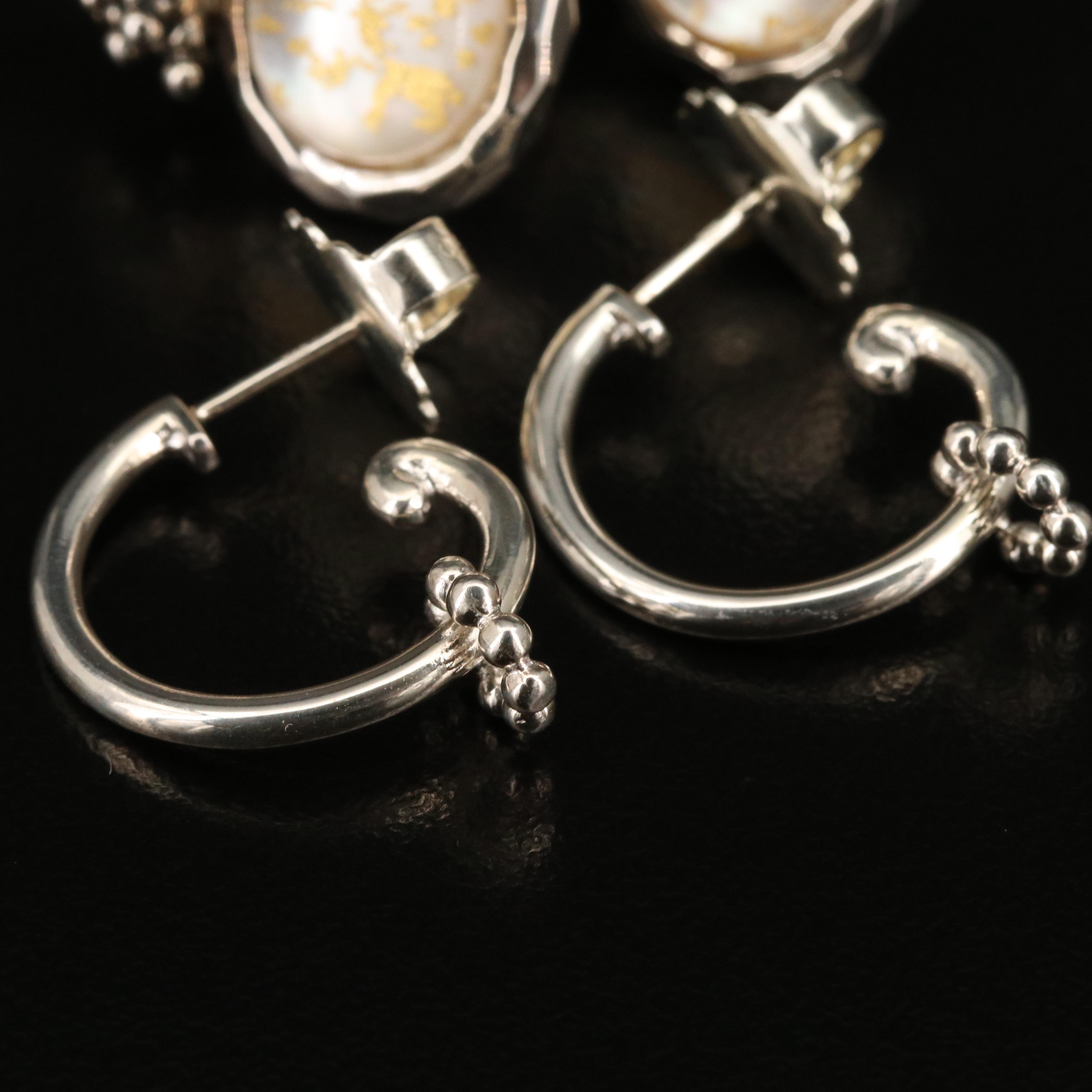 Sterling Silver Gemstone and Granulated Earrings Featuring Michael Dawkins