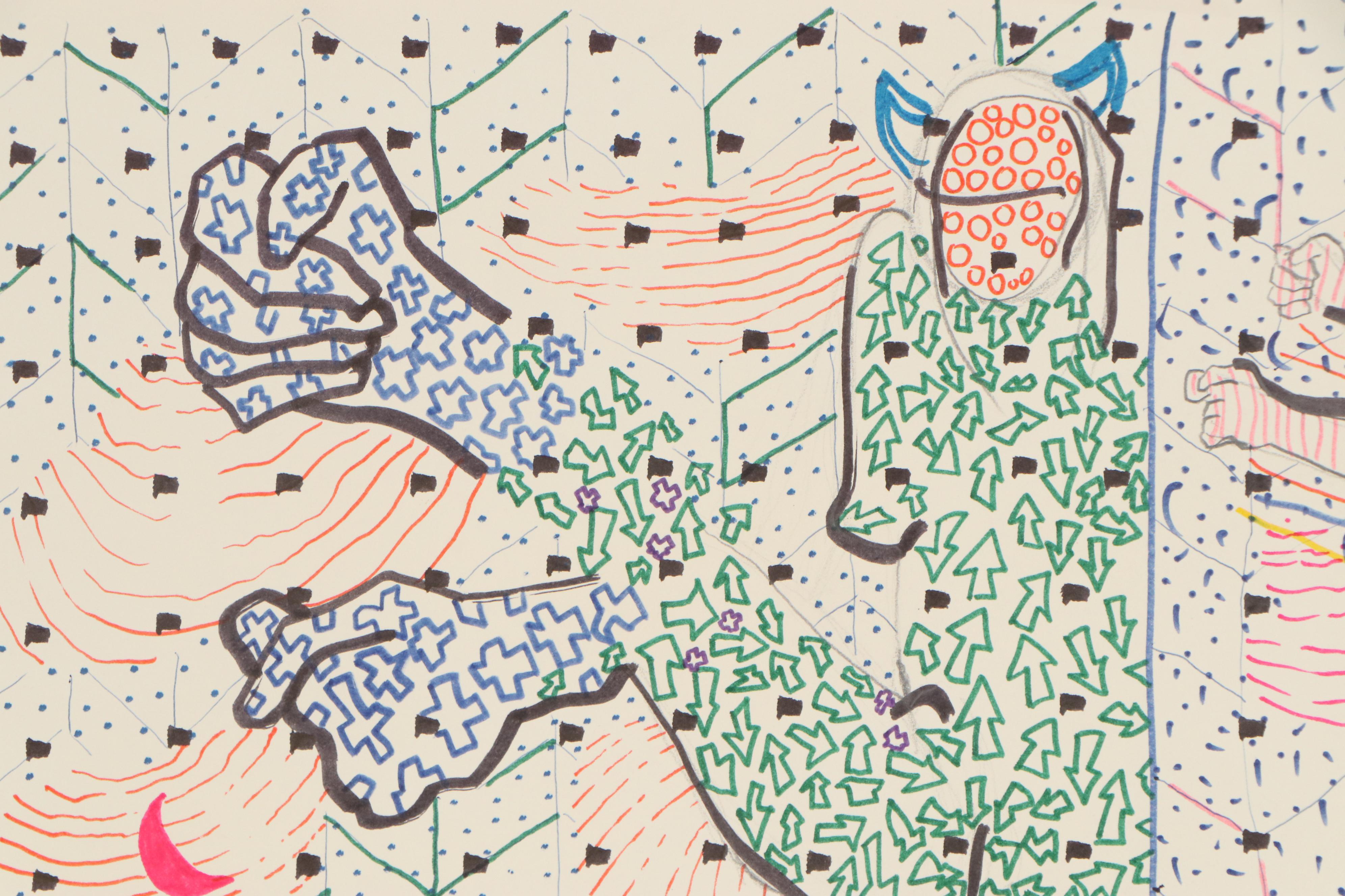 Philip the Transplant Ink Drawings "Birth of a Petunia" and "Comedy & Tragedy"