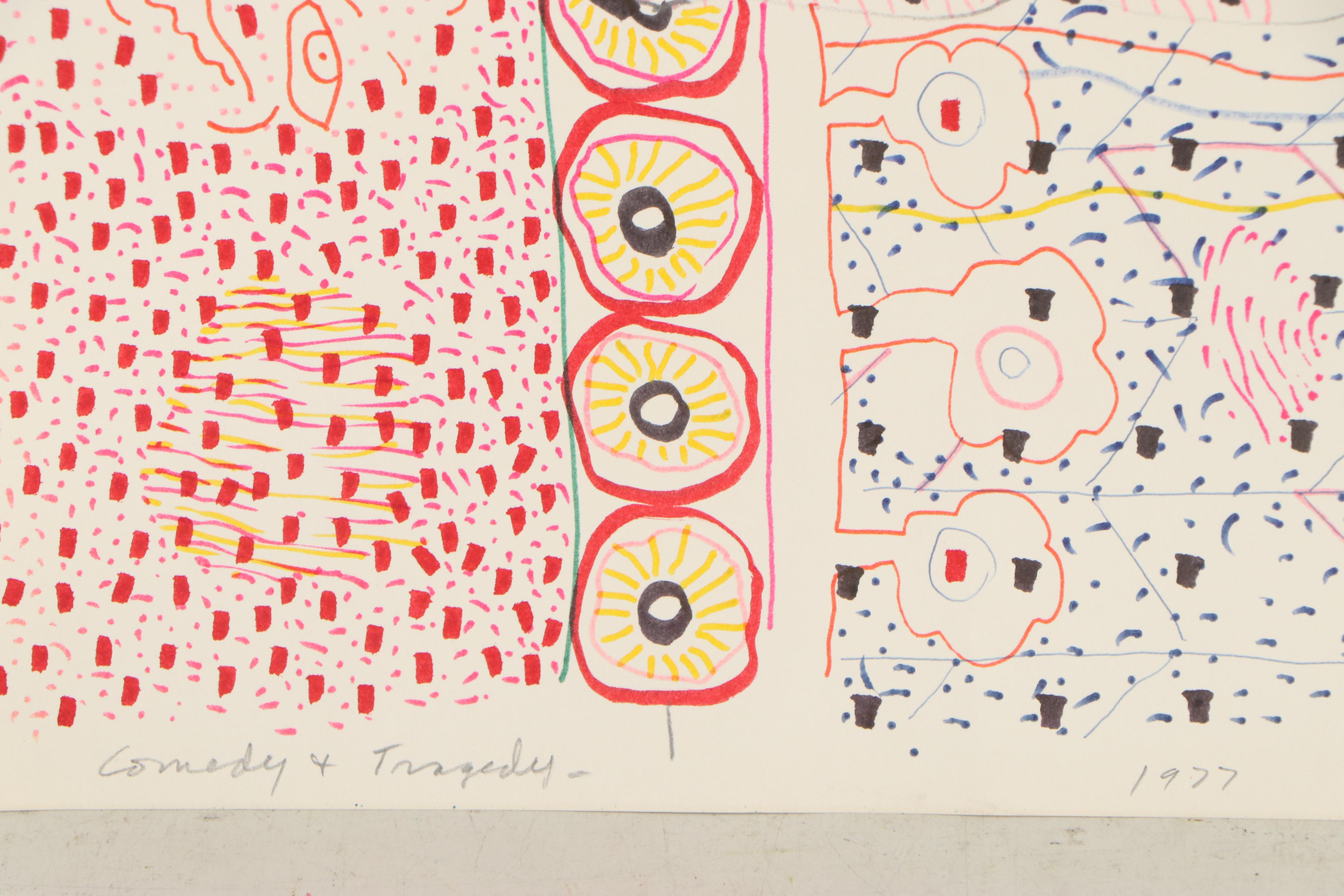 Philip the Transplant Ink Drawings "Birth of a Petunia" and "Comedy & Tragedy"