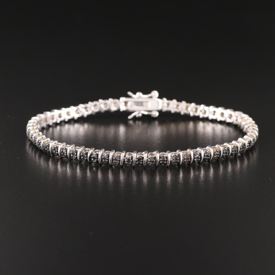 Sterling Silver Black Diamond Bracelet