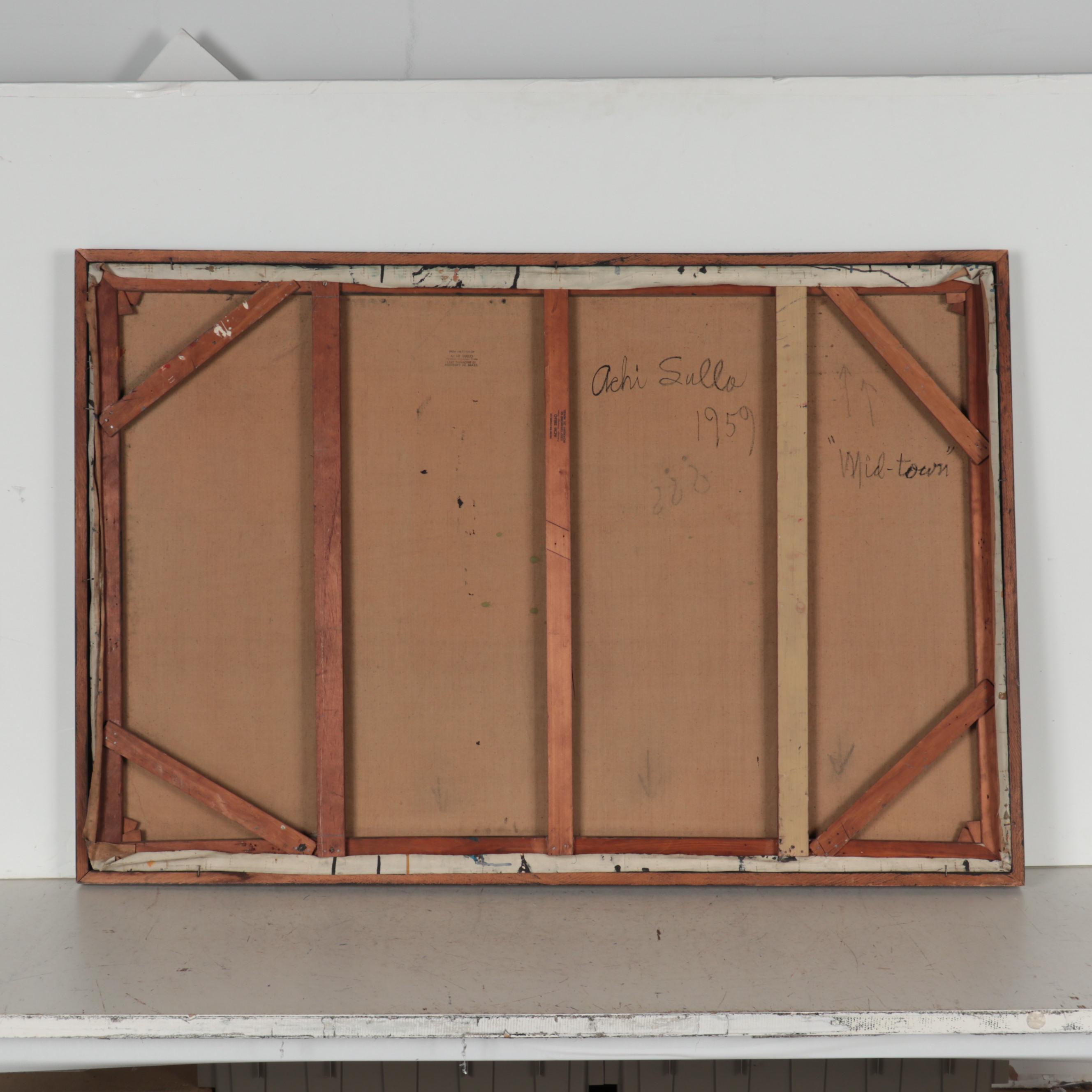 Achi Sullo Oil Painting "Mid-Town," 1959