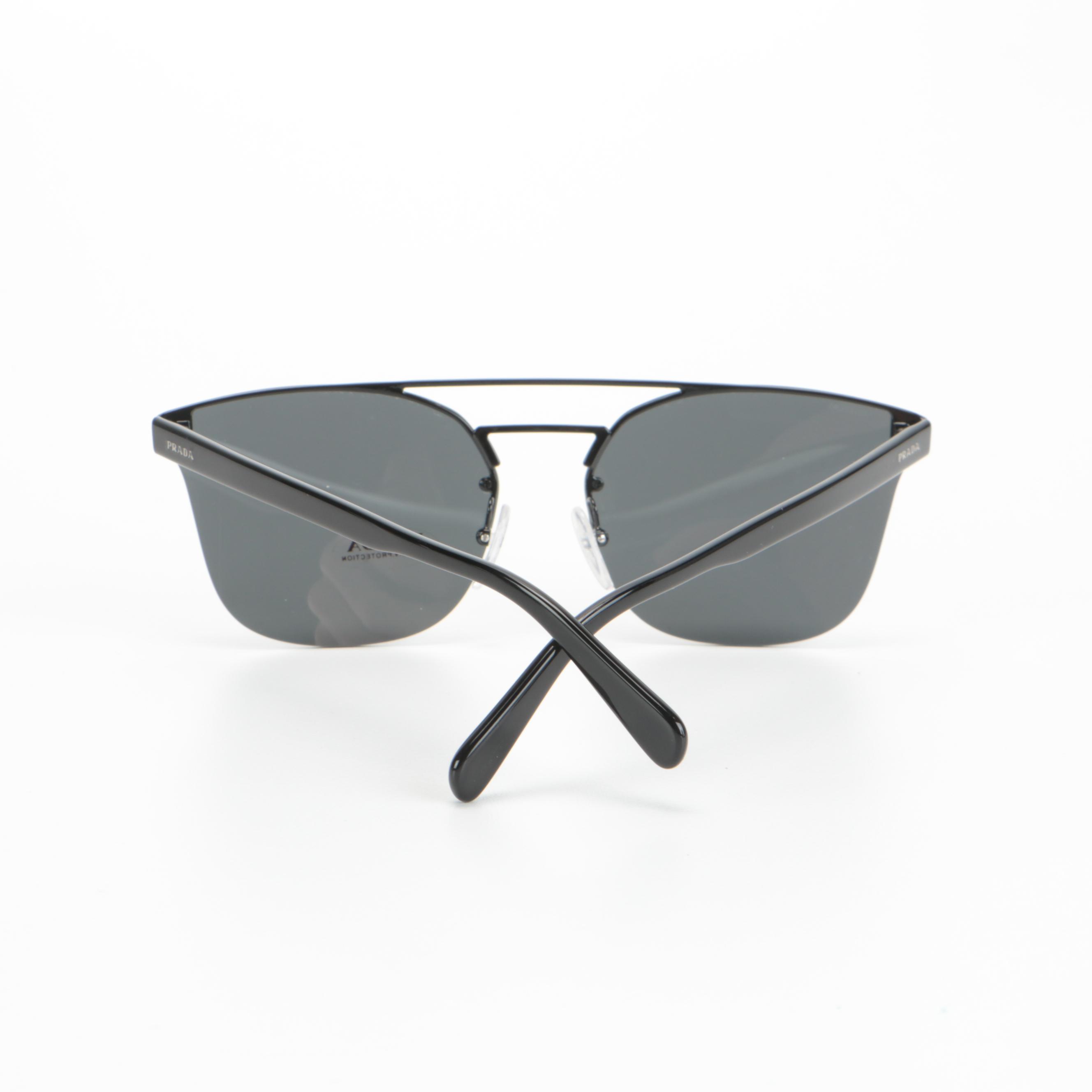 Prada SPR 67T Semi-Rimless Modified Cat Eye Sunglasses