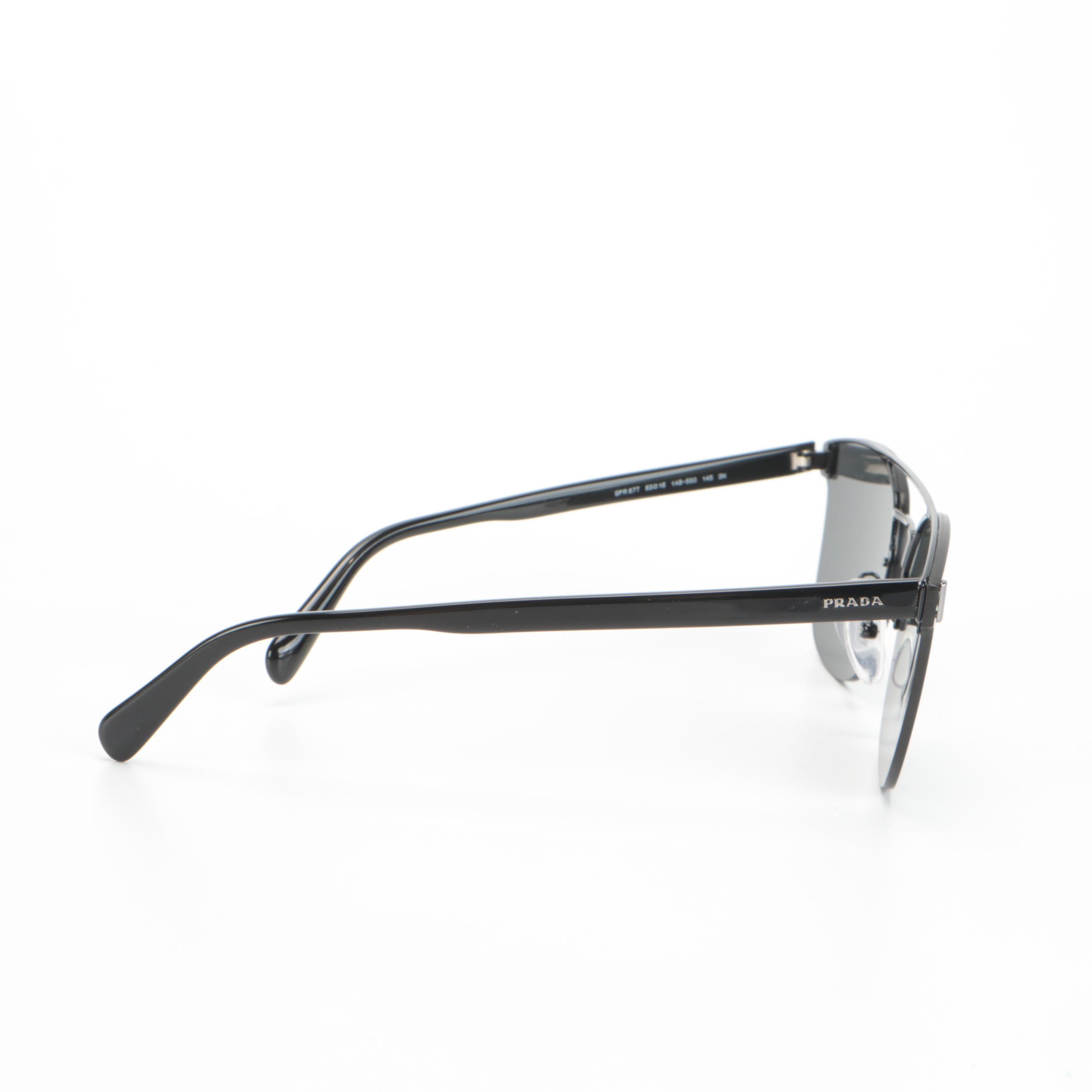 Prada SPR 67T Semi-Rimless Modified Cat Eye Sunglasses