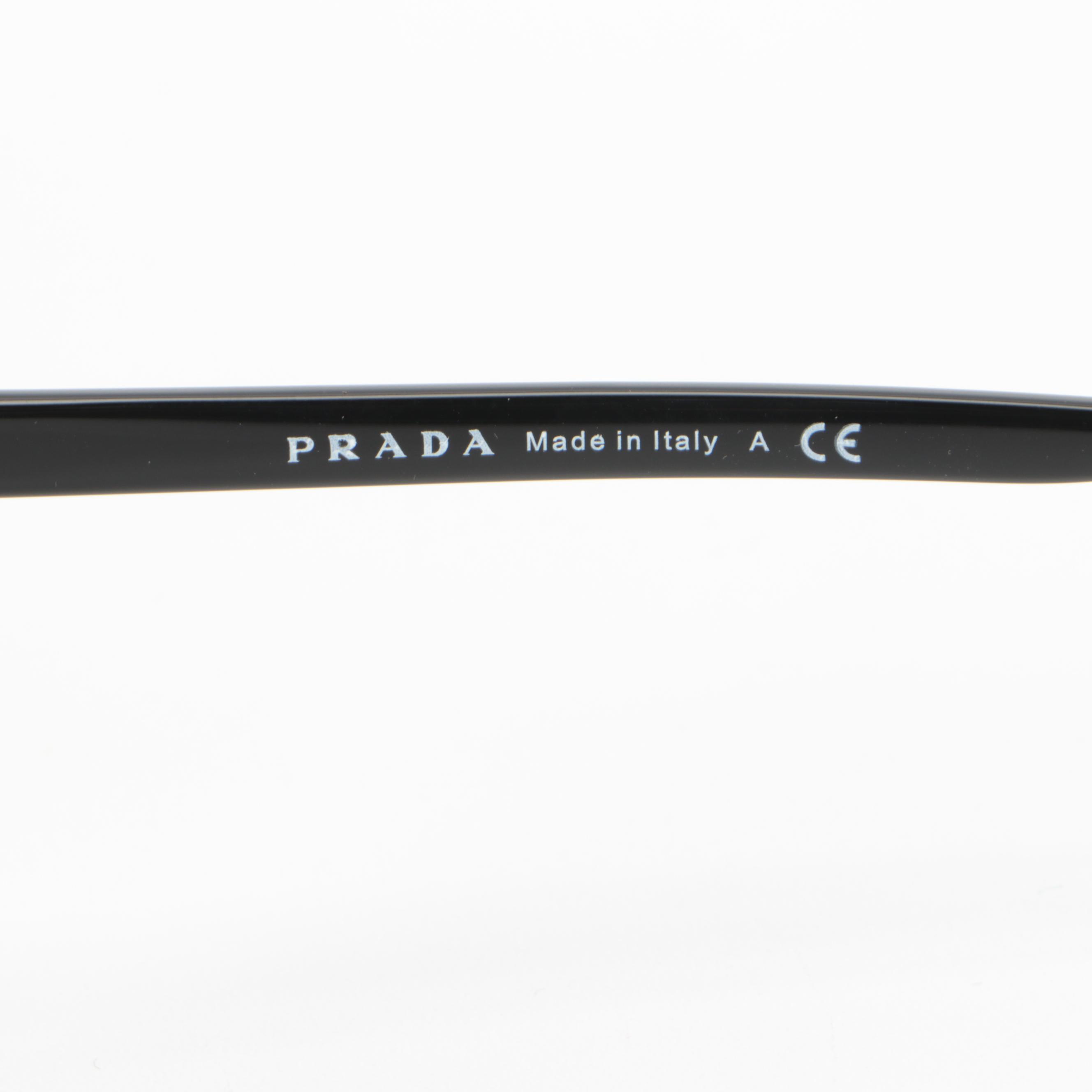 Prada SPR 67T Semi-Rimless Modified Cat Eye Sunglasses