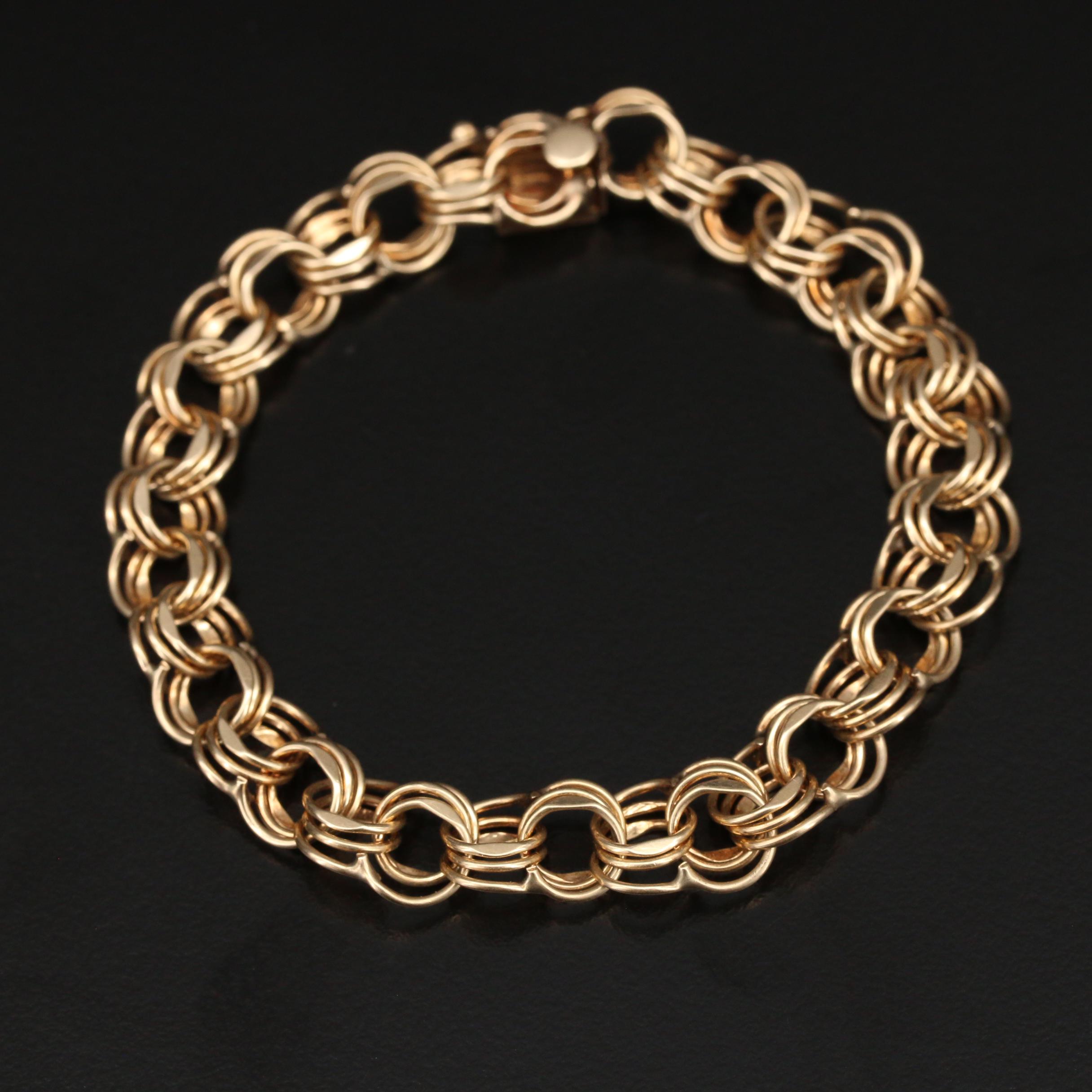 14K Triple Cable Link Bracelet