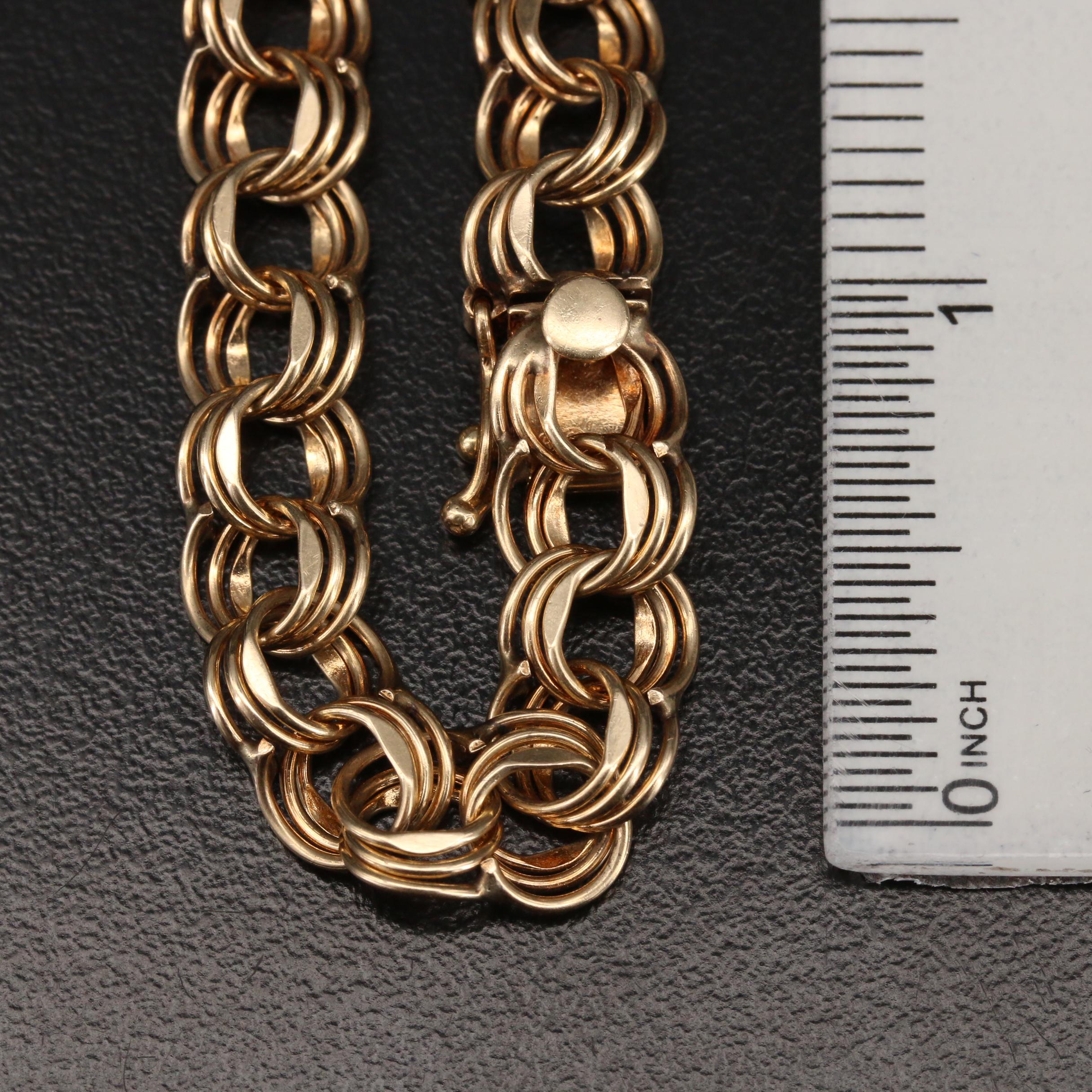 14K Triple Cable Link Bracelet