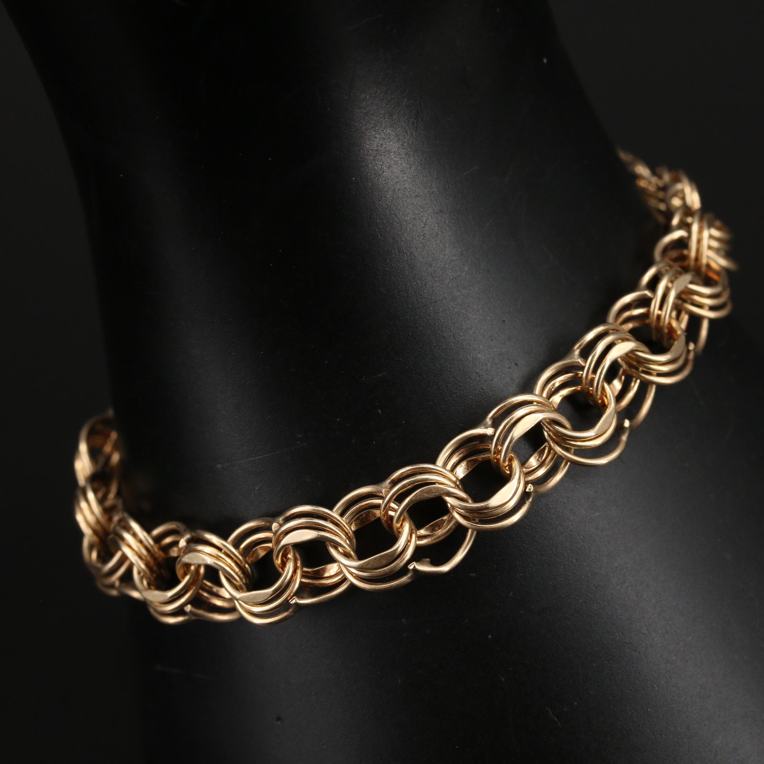 14K Triple Cable Link Bracelet