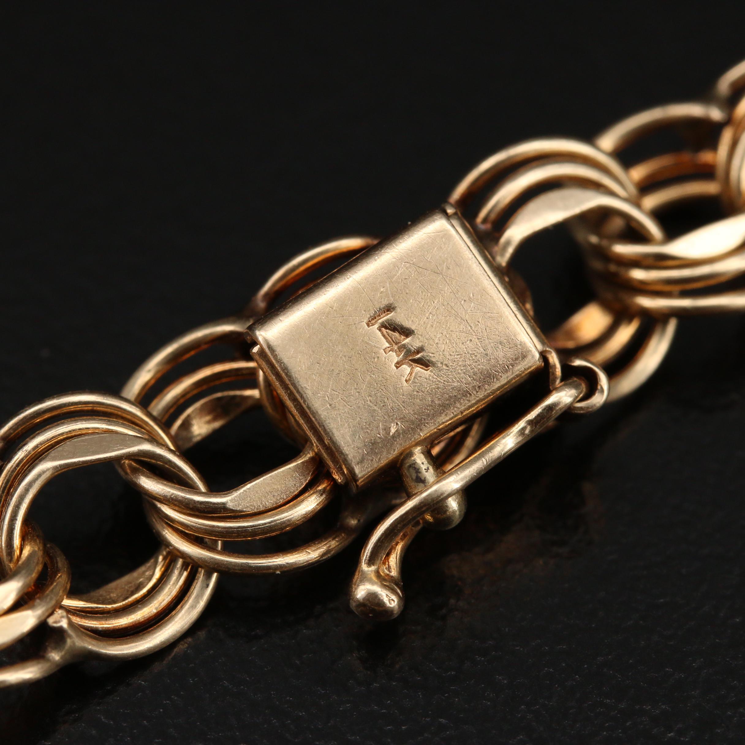 14K Triple Cable Link Bracelet