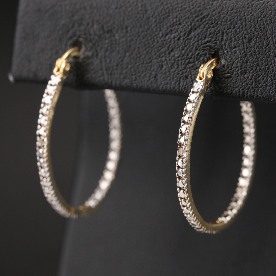 Diamond Oval Hoop Inside-Out Earrings