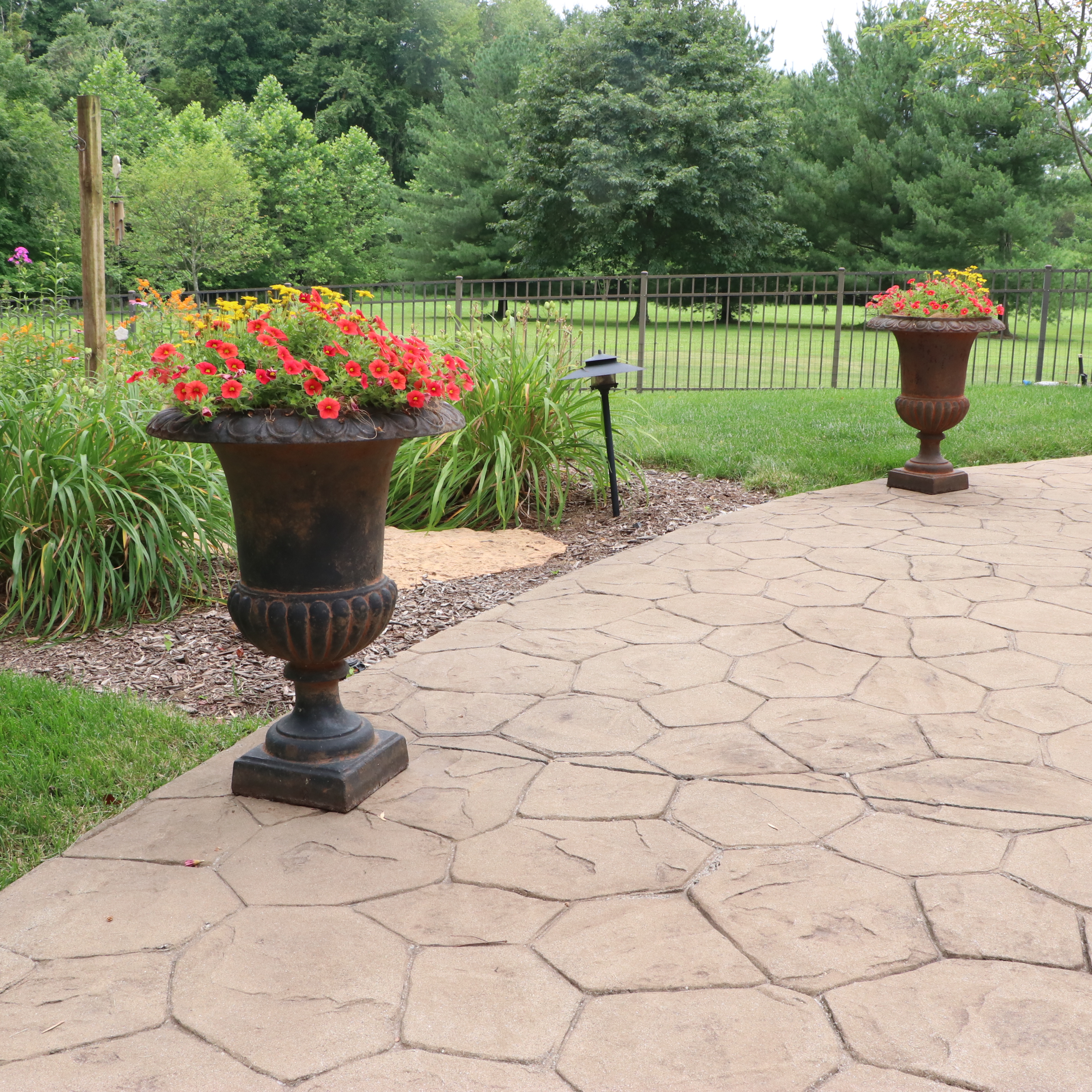 Pair of Neoclassical Cast Iron Urn Garden Planters