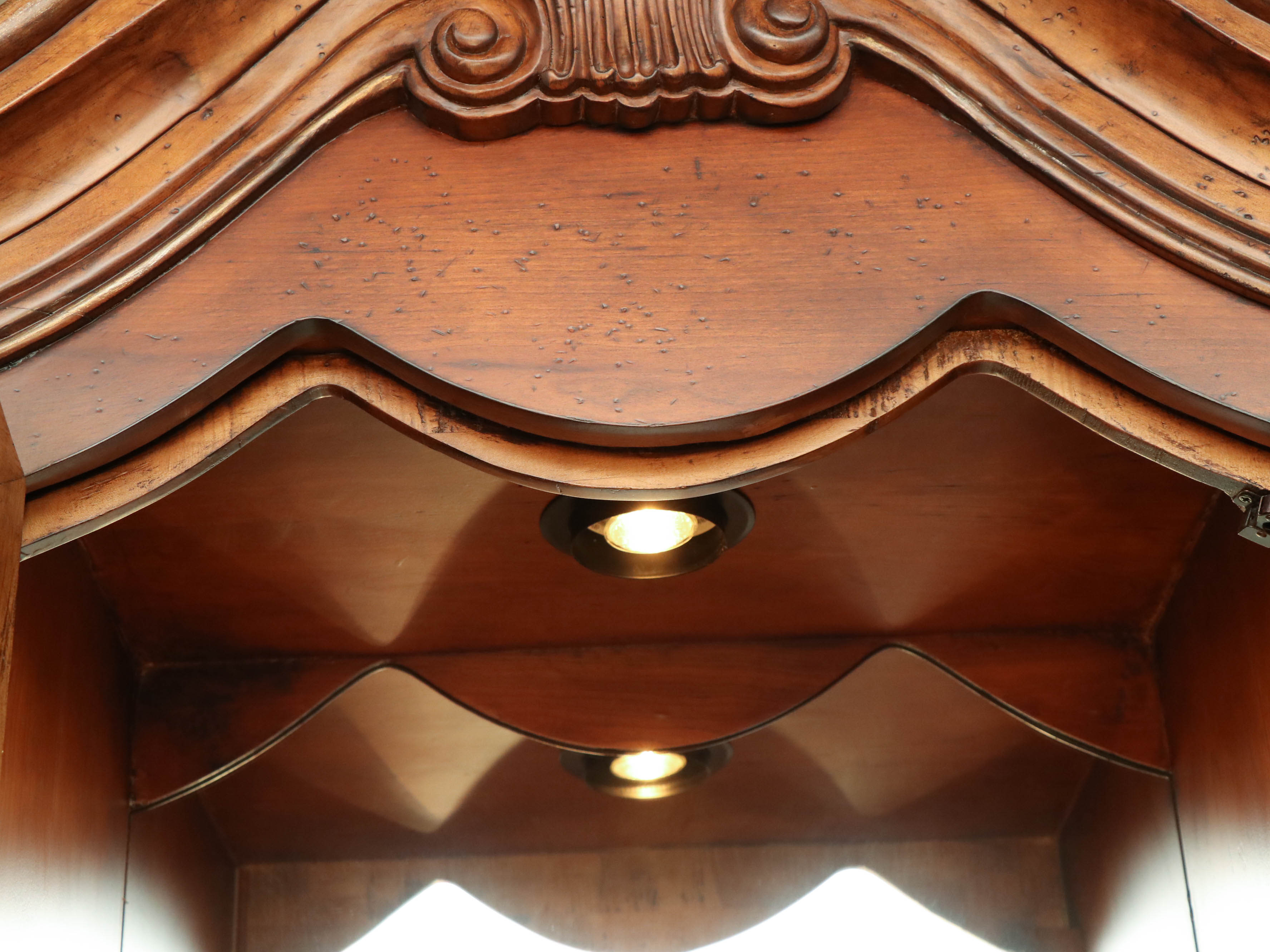 Ferguson Copeland "Venetian" Carved Cherry Mirrored Display Cabinet