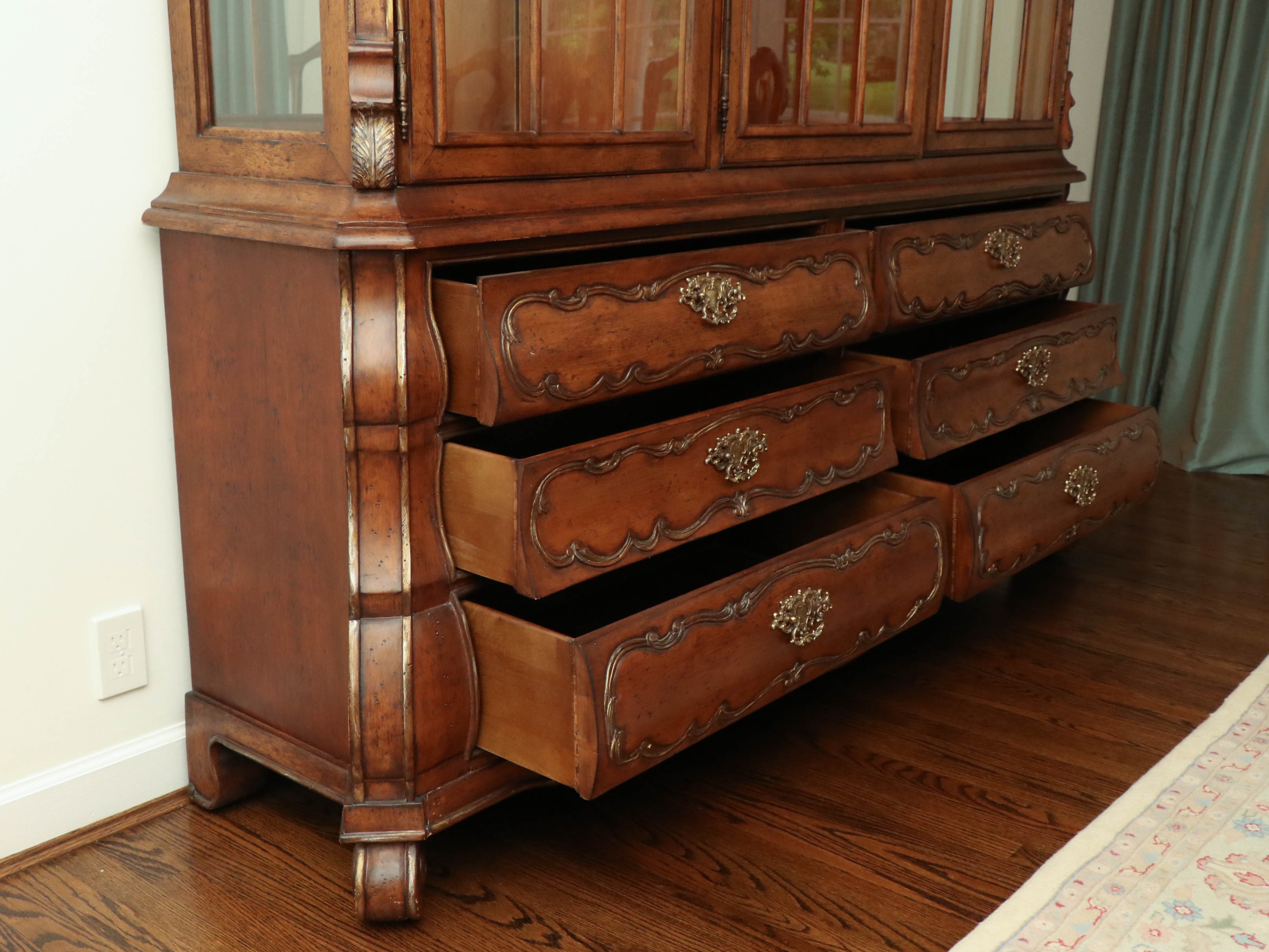 Ferguson Copeland "Venetian" Carved Cherry Mirrored Display Cabinet