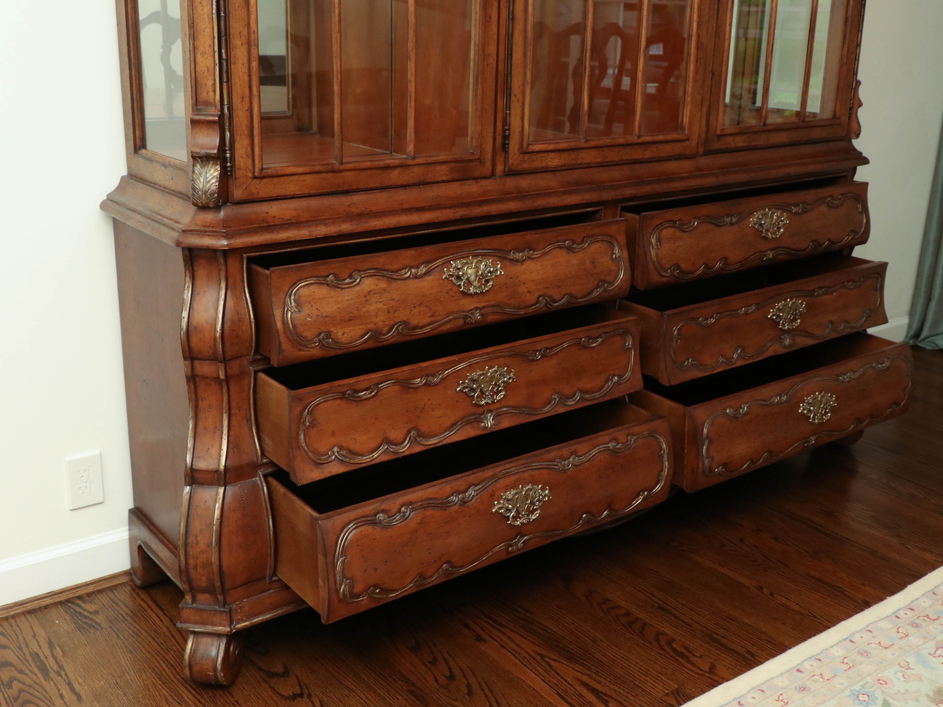 Ferguson Copeland "Venetian" Carved Cherry Mirrored Display Cabinet