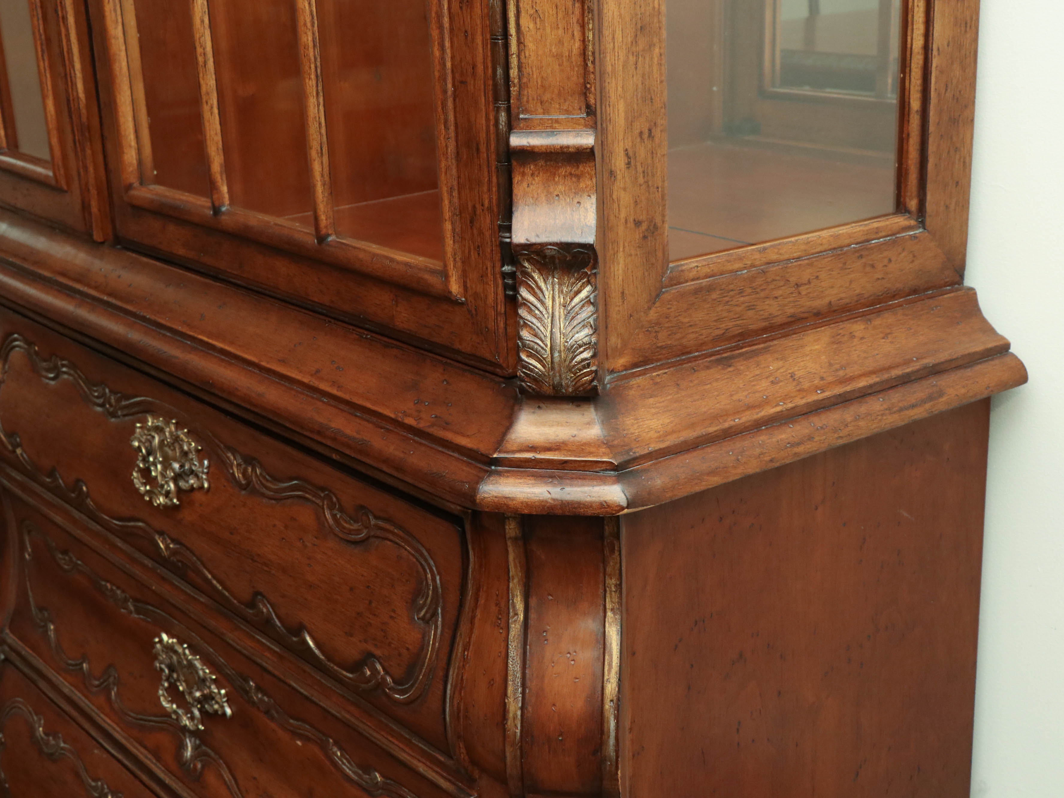 Ferguson Copeland "Venetian" Carved Cherry Mirrored Display Cabinet