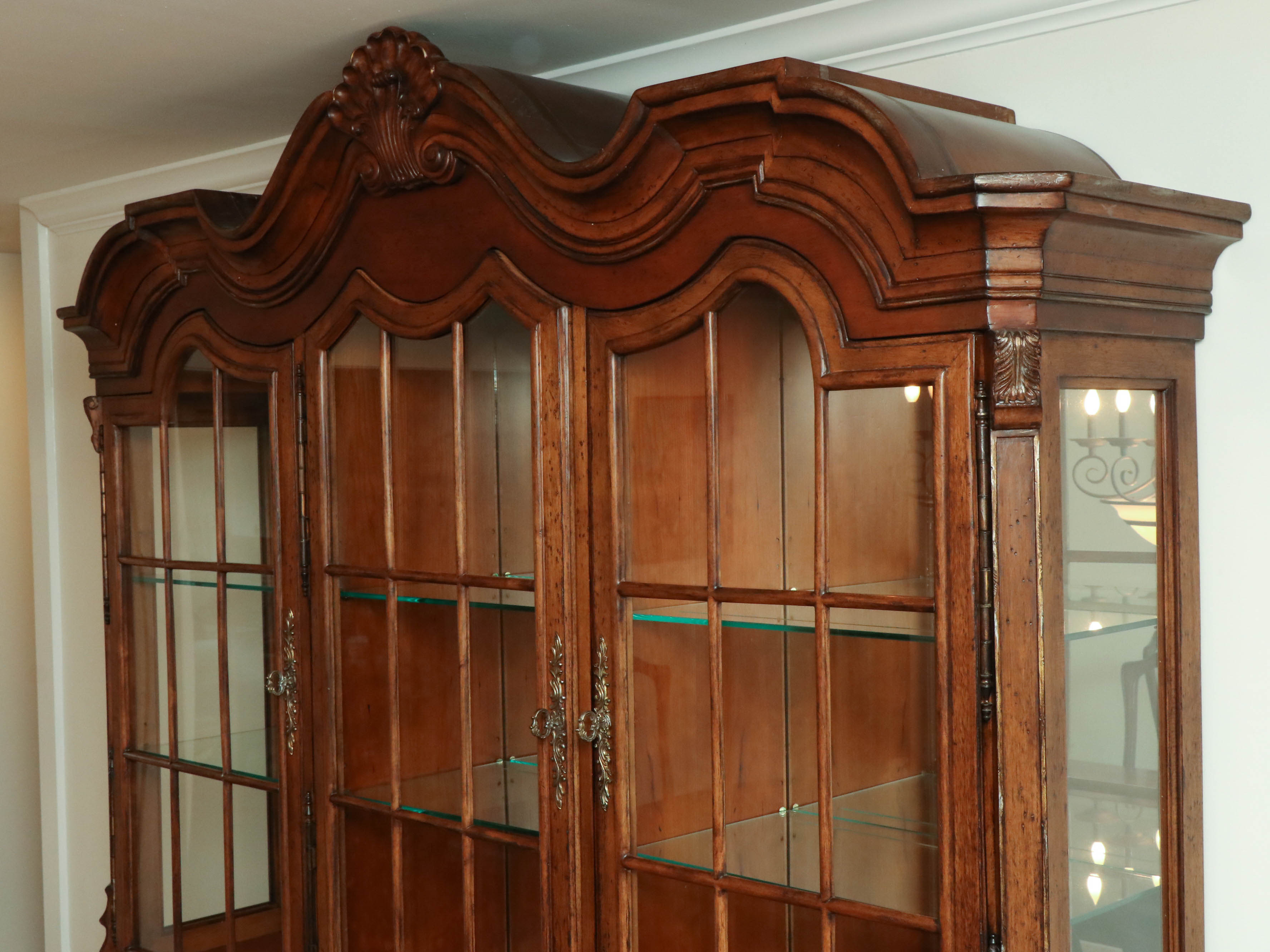 Ferguson Copeland "Venetian" Carved Cherry Mirrored Display Cabinet