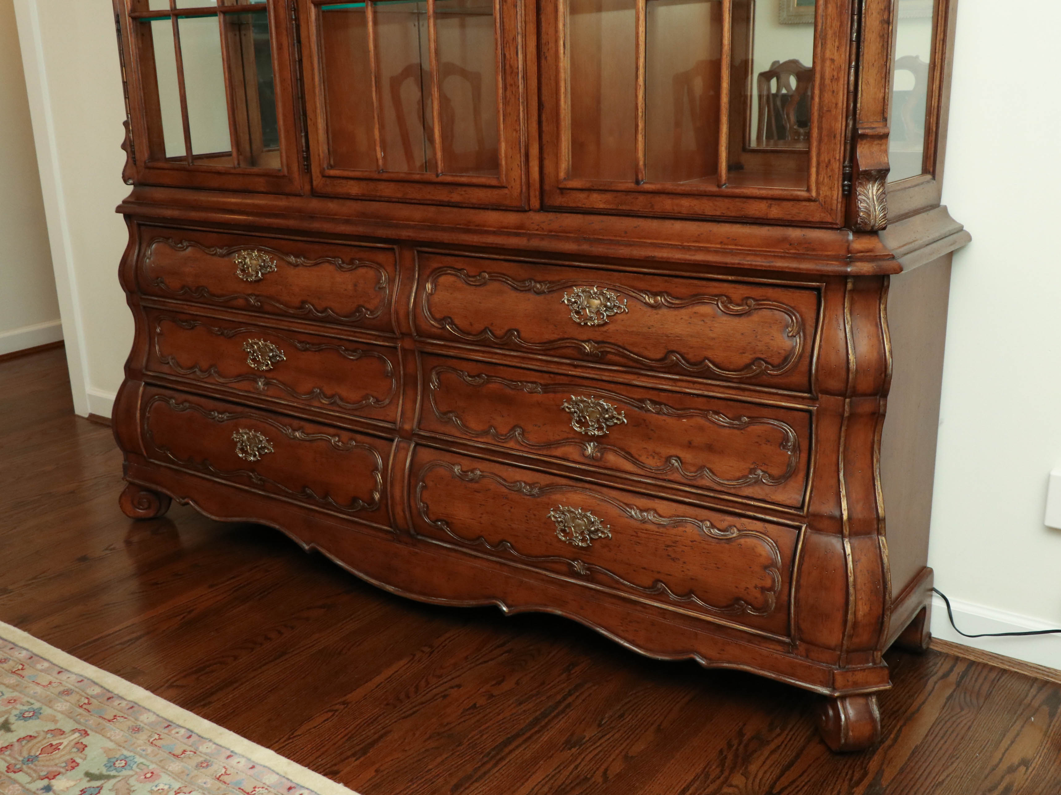 Ferguson Copeland "Venetian" Carved Cherry Mirrored Display Cabinet